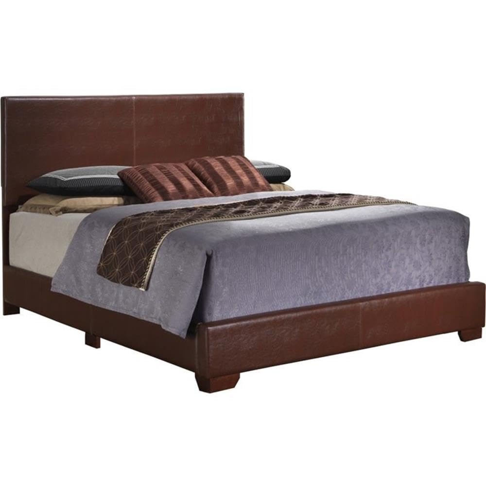 Glory Furniture Aaron Faux Leather Upholstered Full Bed Frame in Light Brown - Modern Bedroom Furniture for Small Spaces & Guest Rooms