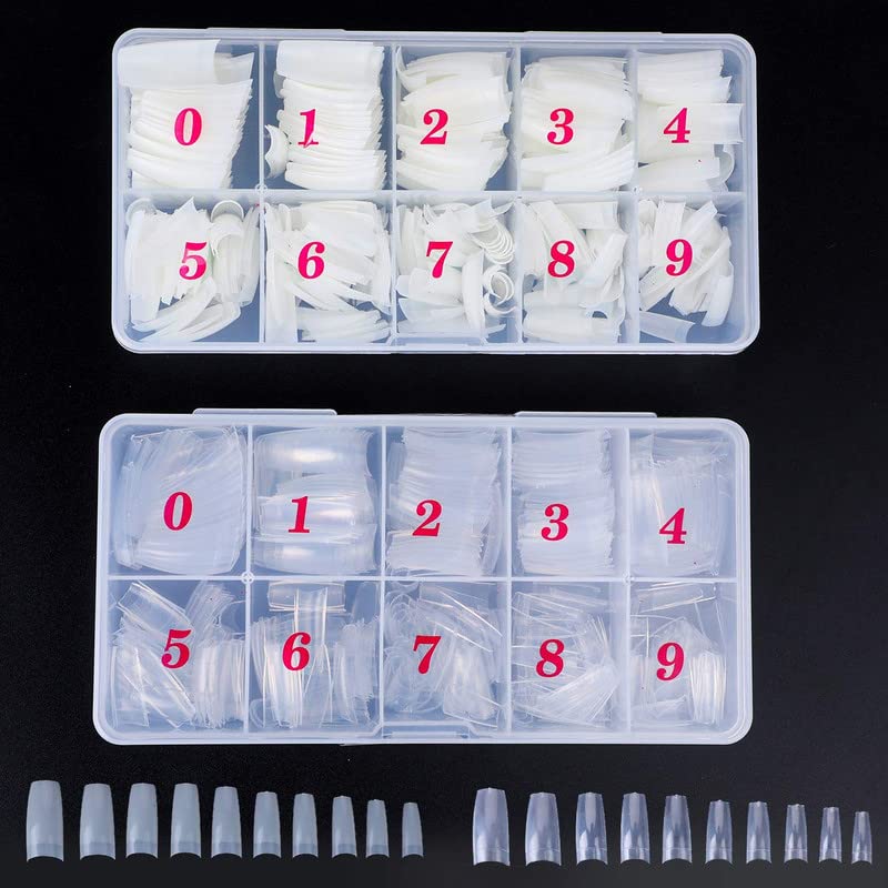 Shidara Clear French Acrylic Nail Tips - 100pcs Natural Half Cover Square False Nails for DIY Nail Art & Salon | Perfect for Wedding, Party & Everyday Wear