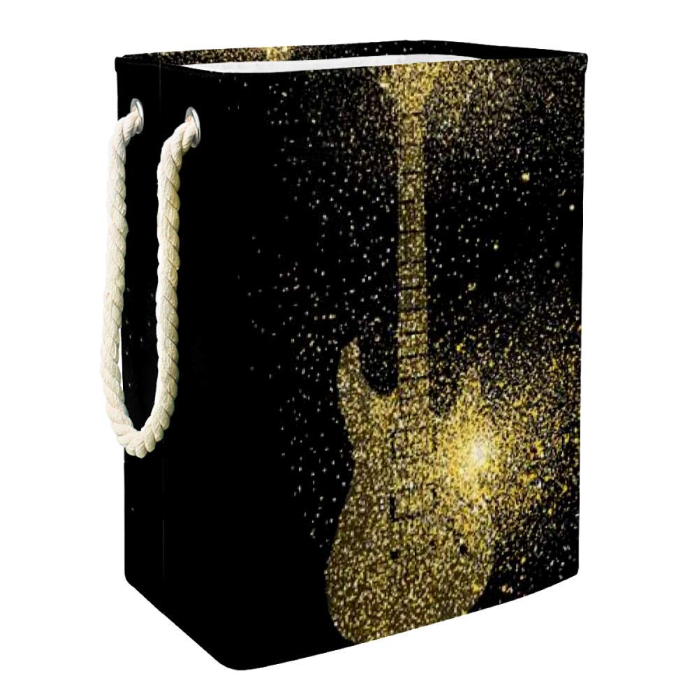 Gold Electric Guitar Laundry Basket with Brackets for Home & Dorm Storage