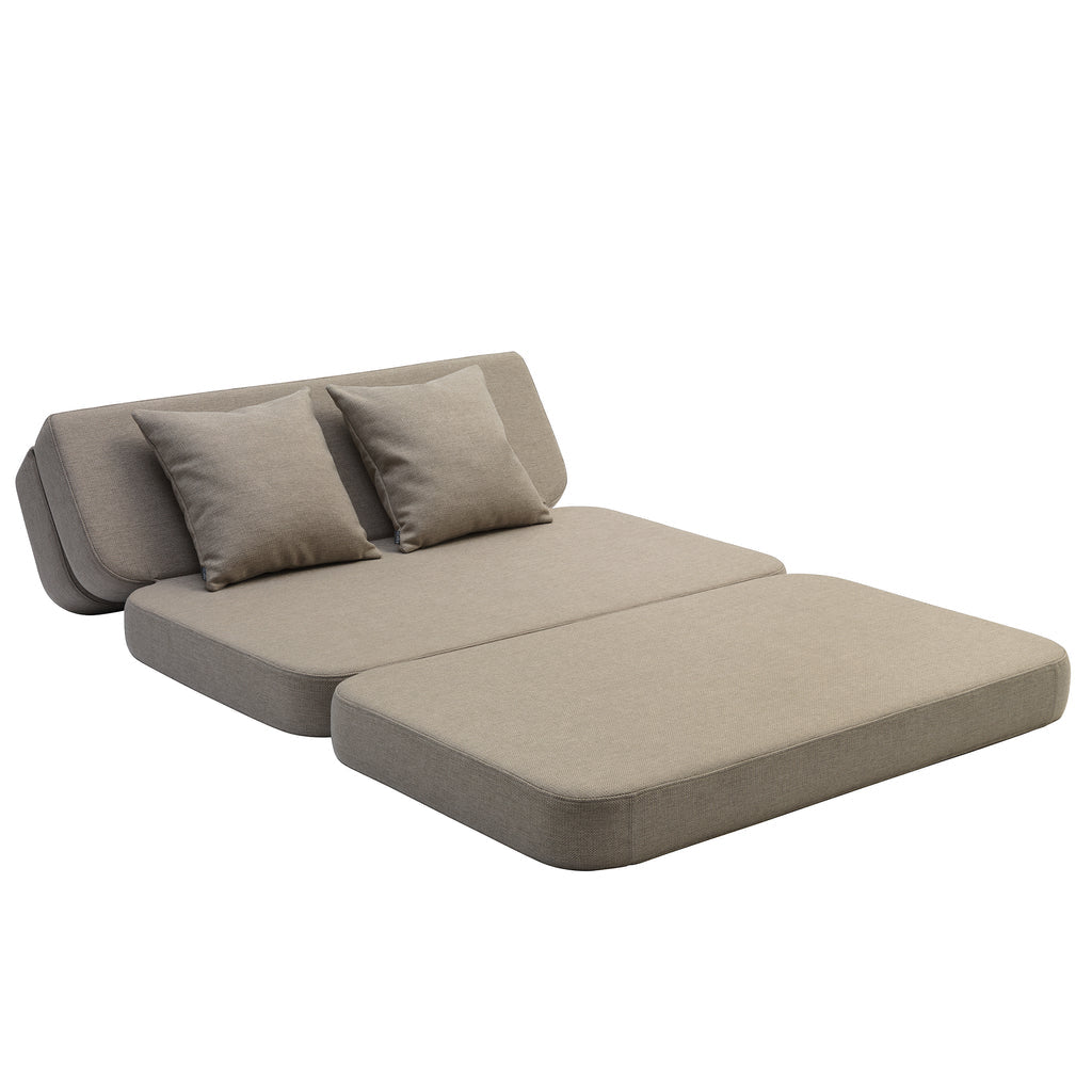 KlipKlap KK 3-Fold Sofa Bed - 36x120x70cm Compact Foldable Guest Bed in Sand Beige - Perfect for Small Spaces, Guest Rooms & Studio Apartments