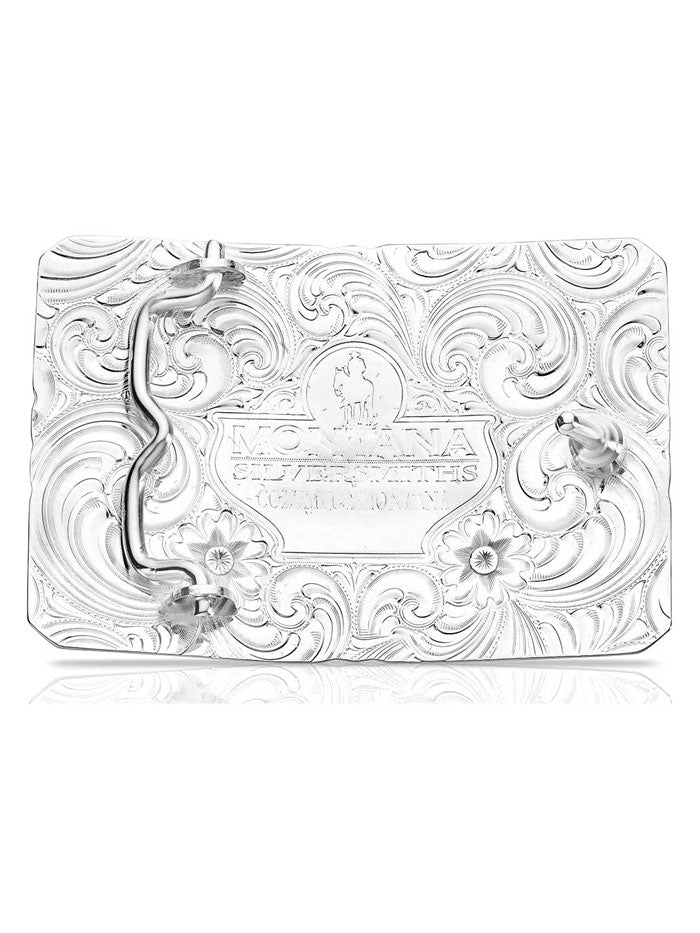 Montana Silversmiths 51810 Unyielding Grit Buckle - Genuine Silver Western Belt Buckle for Men - Perfect for Cowboy Boots, Rodeo Events & Western Fashion