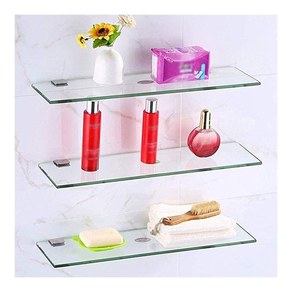 ZHANMAM Rust-Proof Wall Mount Shower Caddy - 30cm Bathroom Storage Shelf with Glass Towel Rack for Toilet, Bath & Kitchen - Easy to Clean & Organize - Perfect for Small Spaces & Modern Home Decor