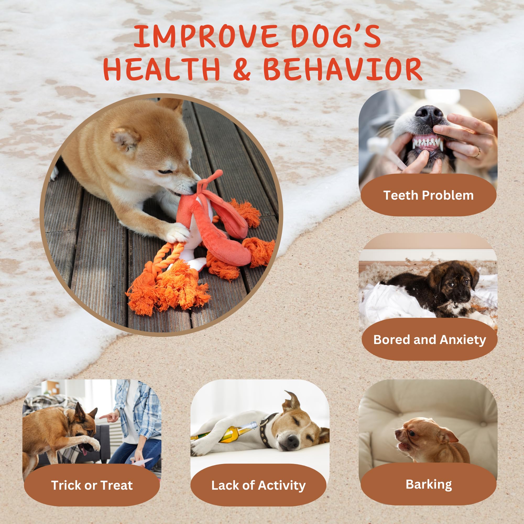 Squeaky Lobster Dog Toy - Large Plush Tug of War Chew Toy for Puppies, Small, Medium & Large Dogs - Interactive Play for Indoor & Outdoor Fun