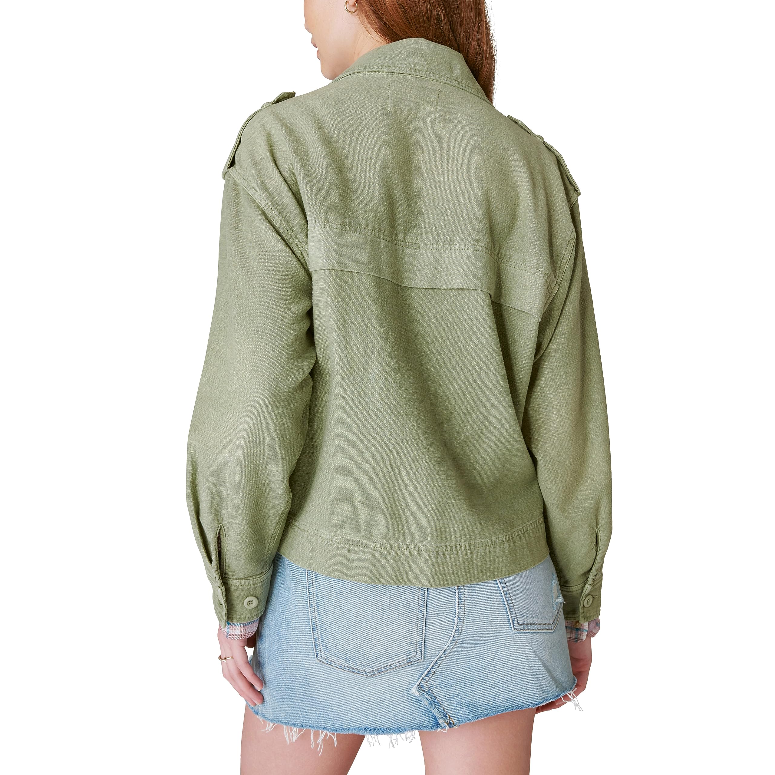 Lucky Brand Women's Cropped Twill Utility Jacket - Stylish Casual Denim Jacket for Spring & Fall | Perfect for Outdoor Adventures, Travel & Everyday Wear
