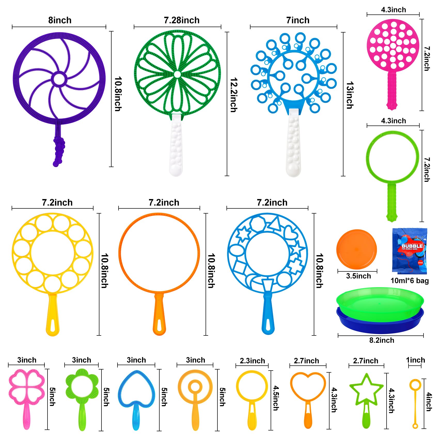 Roberly 25 PCS Giant Bubble Wands Set with Tray & Solution - Big Bubble Maker Kit for Kids & Adults - Outdoor Summer Party Favors, Birthday Gifts, Backyard Fun & Park Playtime