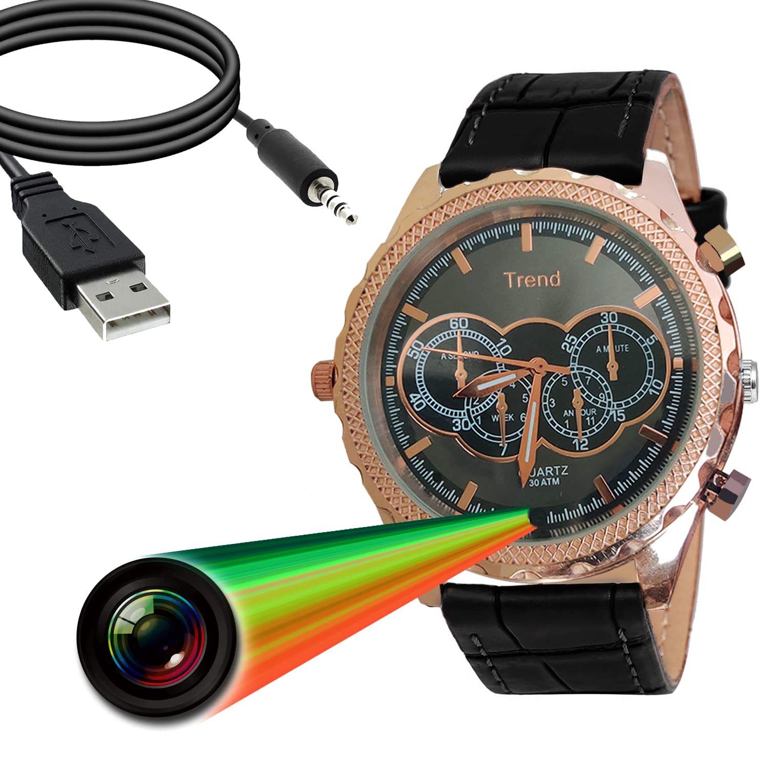 Spy Mission HD Wrist Watch Camera - Portable Surveillance Camcorder with Lens-Shielded Design, 32GB Built-in Memory & Rechargeable Battery for Long Use | Covert Security, Home Monitoring, Undercover Operations
