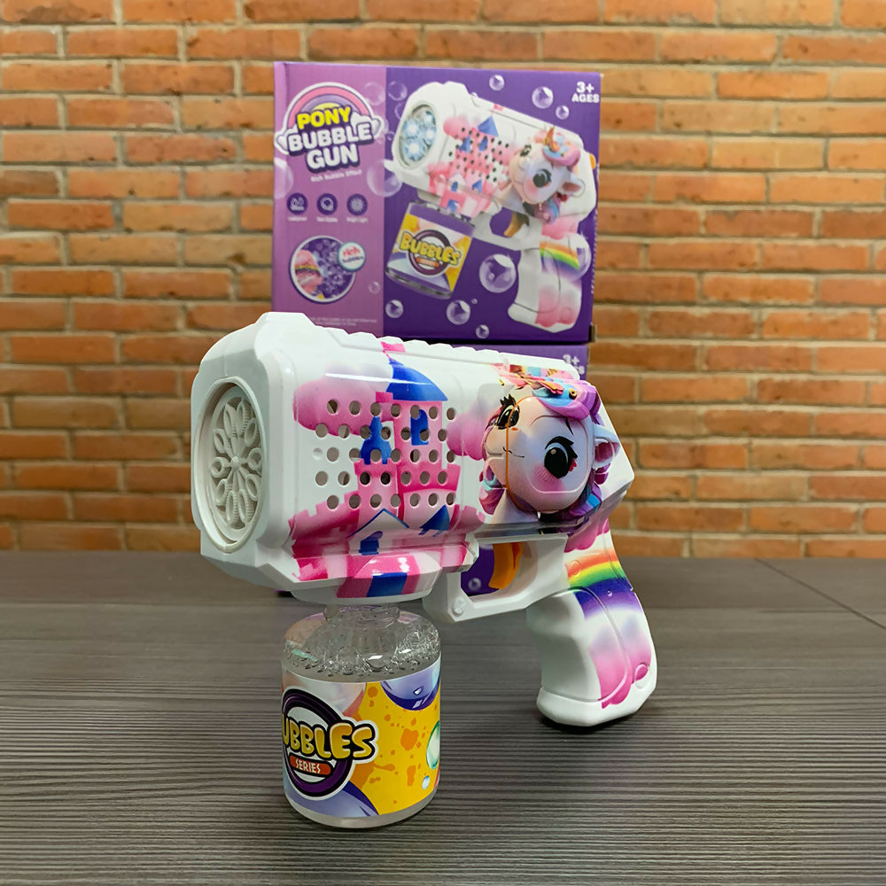 Unicorn Bubble Gun - Magic Bubble Blower for Kids, White - Perfect for Birthday Parties, Outdoor Play & Summer Fun