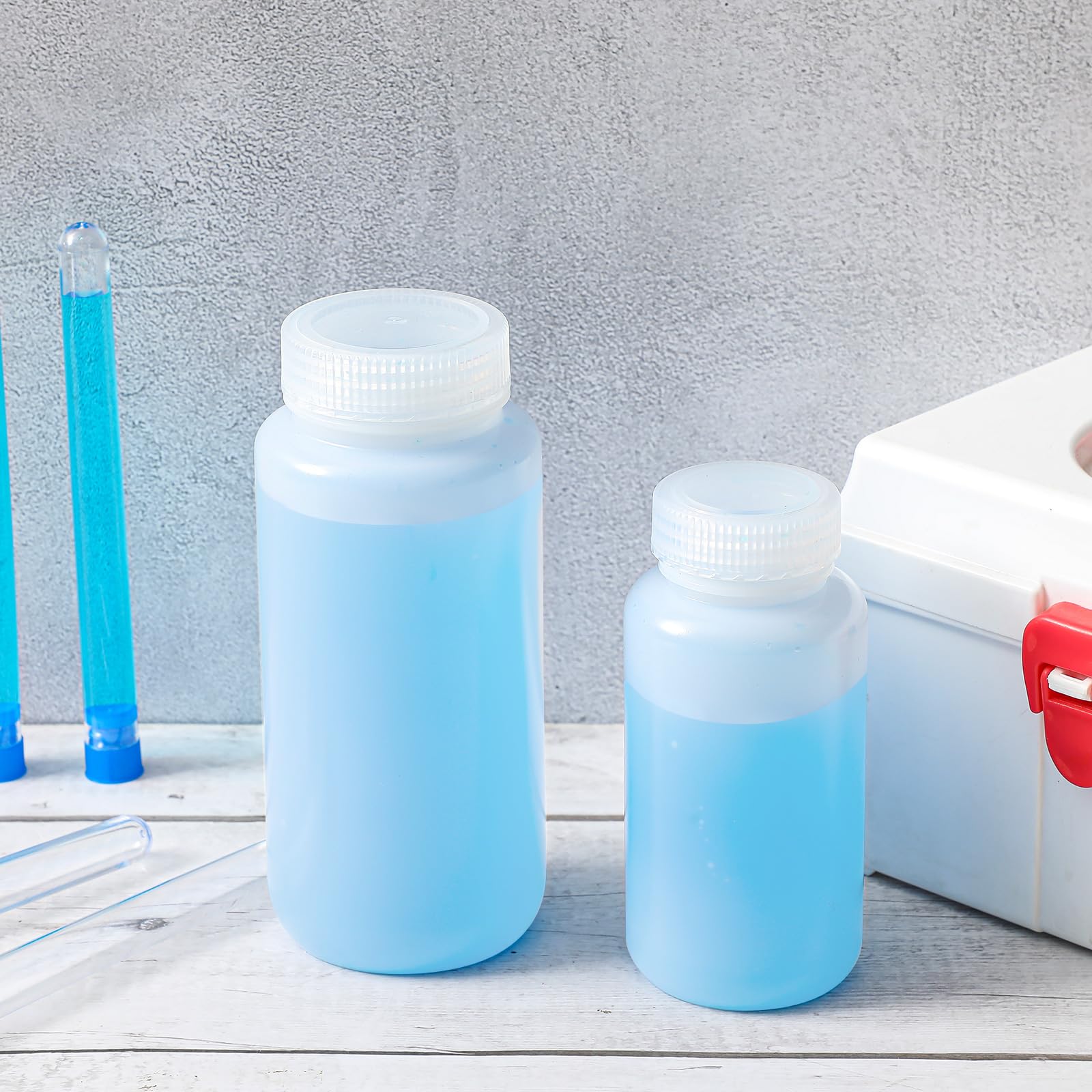 30 Pack 8oz Plastic Sample Bottles - 250ml Lab-Grade PE Wide Mouth Reagent Bottles with Lids, Leakproof Translucent Liquid Storage Containers for Laboratory, DIY Cosmetics, Essential Oils & Home Organization