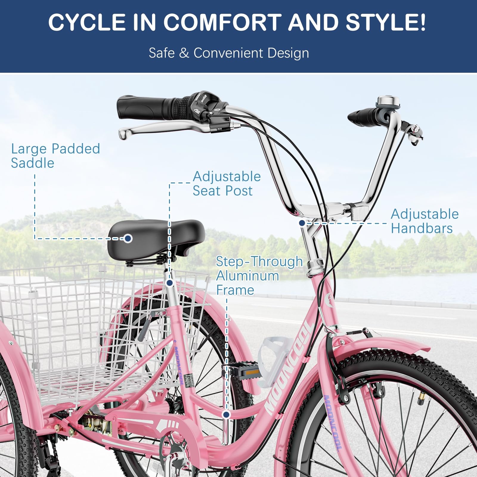 7-Speed Adult Tricycle with Basket - 20