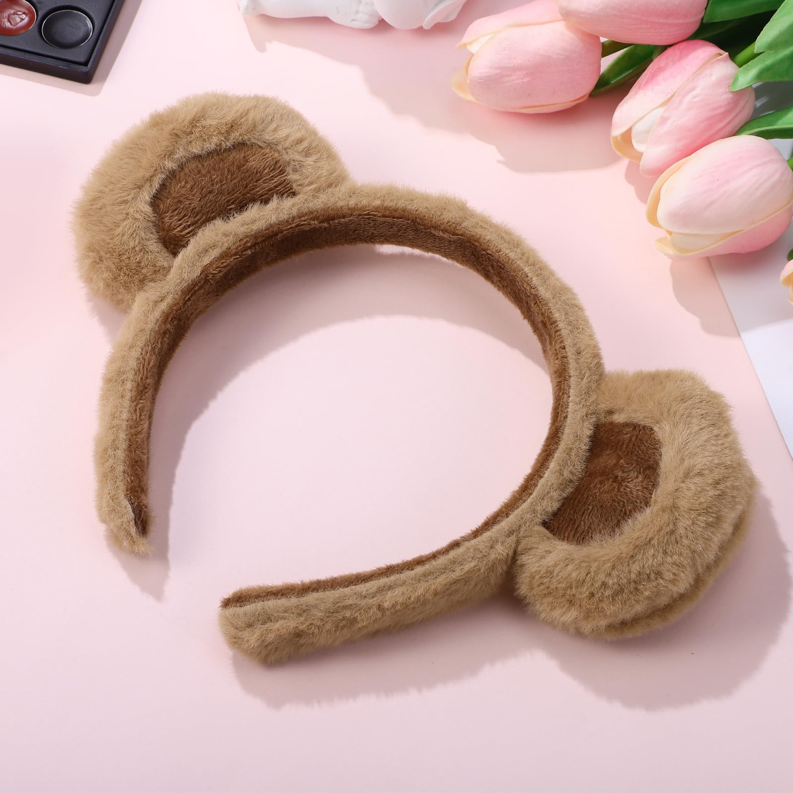 Cute Bear Ears Headband for Women & Girls - Soft Animal Hairband for Face Washing, Spa, Makeup, Party & Cosplay - Adjustable Hair Hoop Headwear Accessories (Great for Halloween, Costume Parties & Self Care Routines)