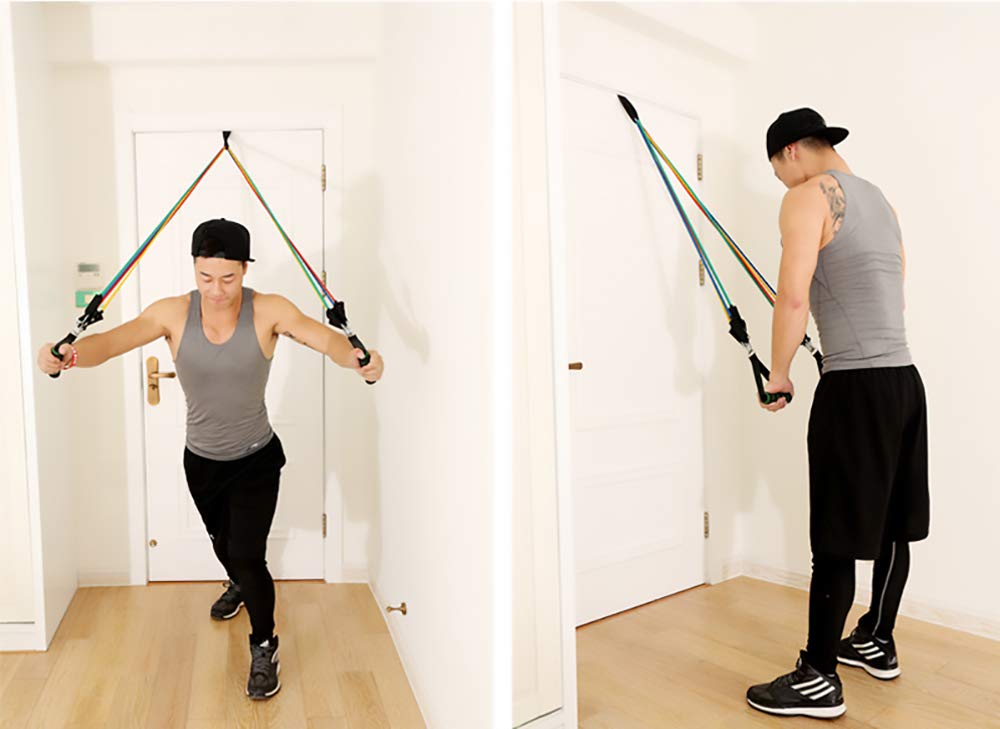 Premium Resistance Bands Set with Handles & Door Anchor - 5 Levels of Latex Exercise Bands for Full Body Workout, Strength Training, Yoga & Home Gym Fitness - Ideal for Men & Women