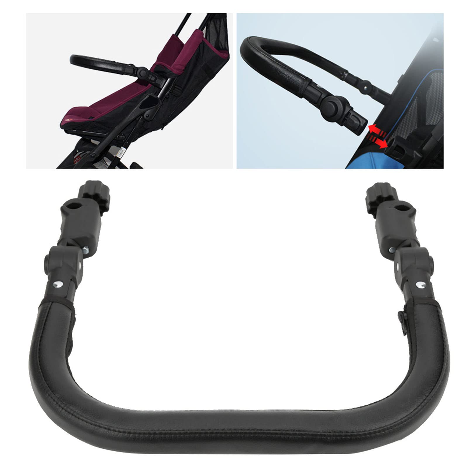Universal Baby Stroller Bumper Bars - Leather Armrest for Rhombic, Quadrate & Rectangle Tubes | Stroller Accessories for Safety & Comfort | Perfect for Urban Walks, Shopping & Travel