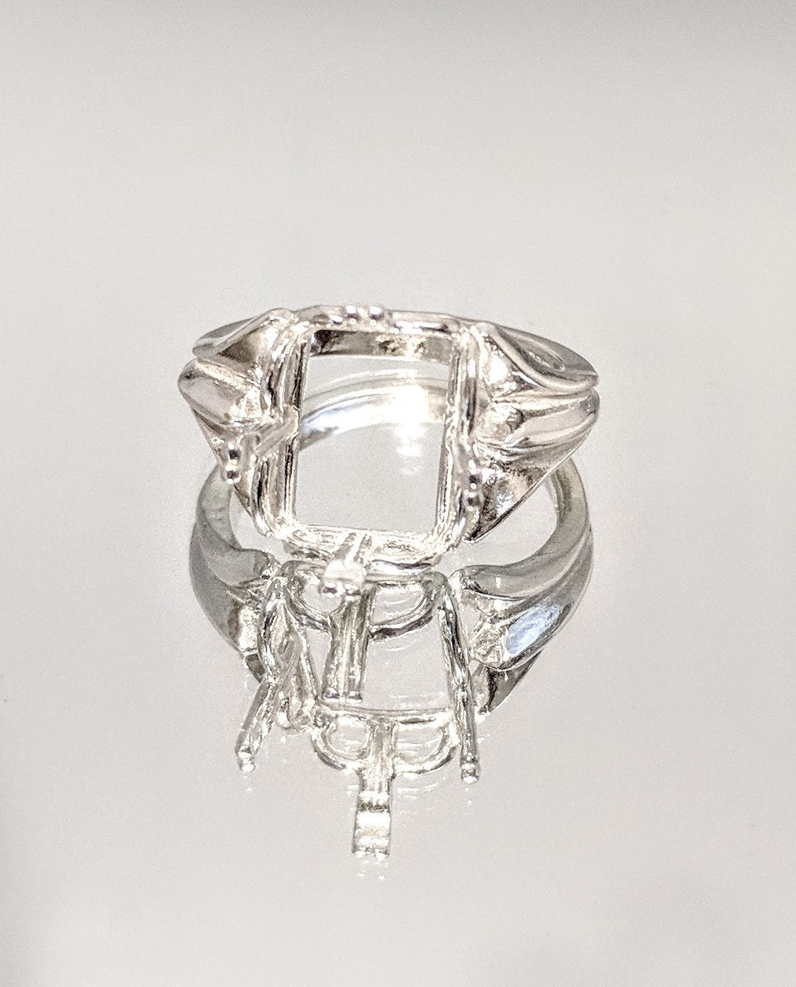 14K Gold or Sterling Silver 10x14mm Square Cushion Regalle Prong Setting Ring - Size 7, Perfect for Engagement, Wedding, or Anniversary Gifts
