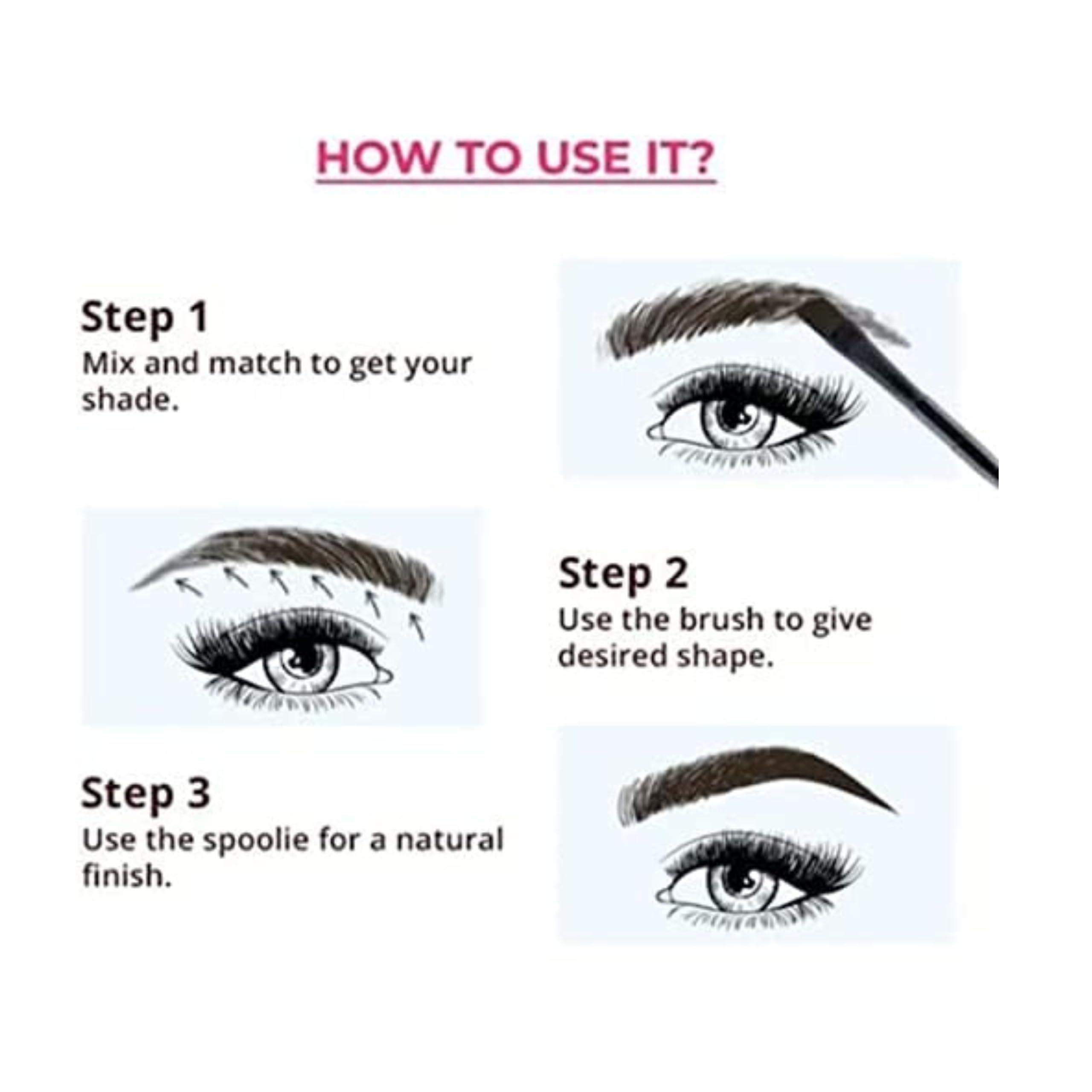3-in-1 Eyebrow Palette with Brush - Waterproof, Smudgeproof Brow Kit for Shaping, Defining & Filling (Dark Brown, Light Brown, Brown) | Perfect for Daily Makeup, Salon Use & Travel Essentials