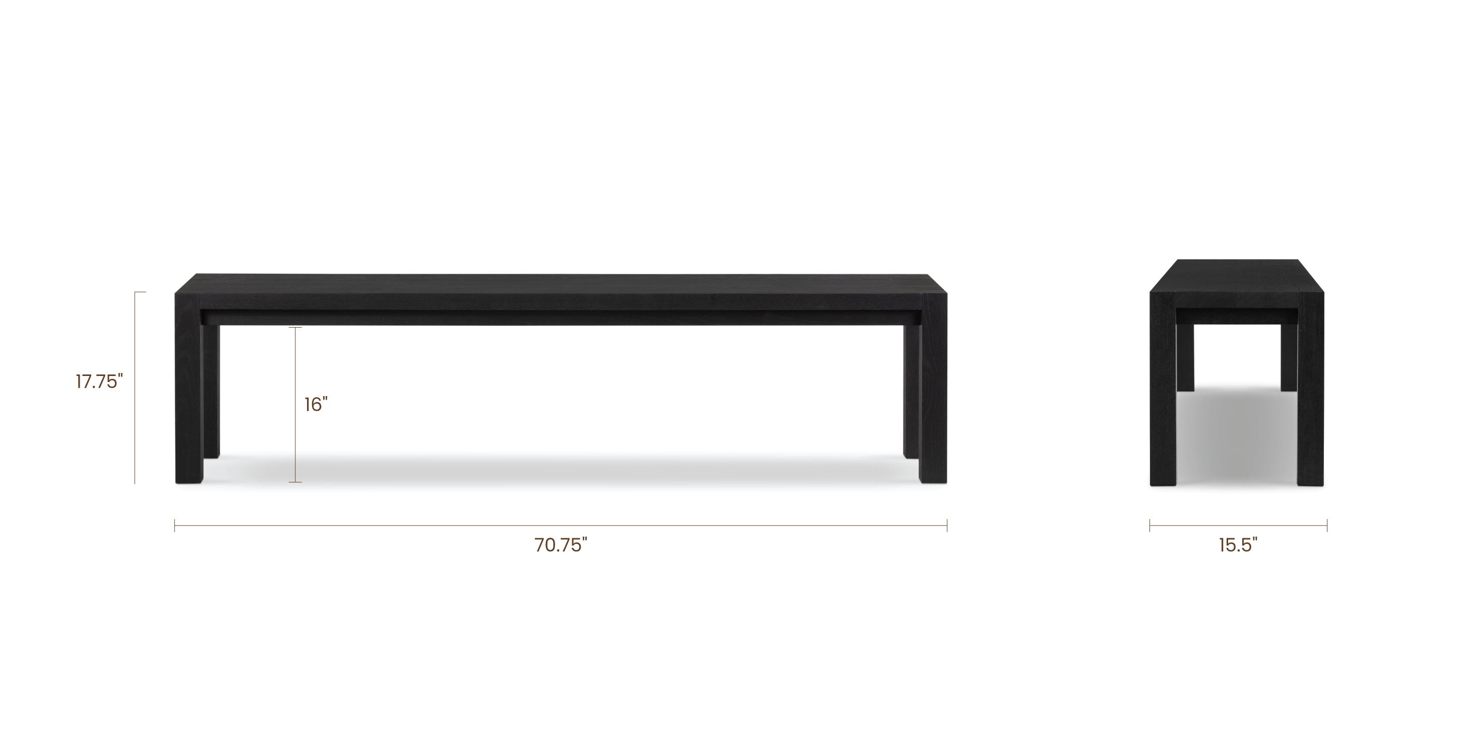 Festa 71 Black Wooden Bench - Outdoor & Indoor Seating for Patio, Garden, or Entryway