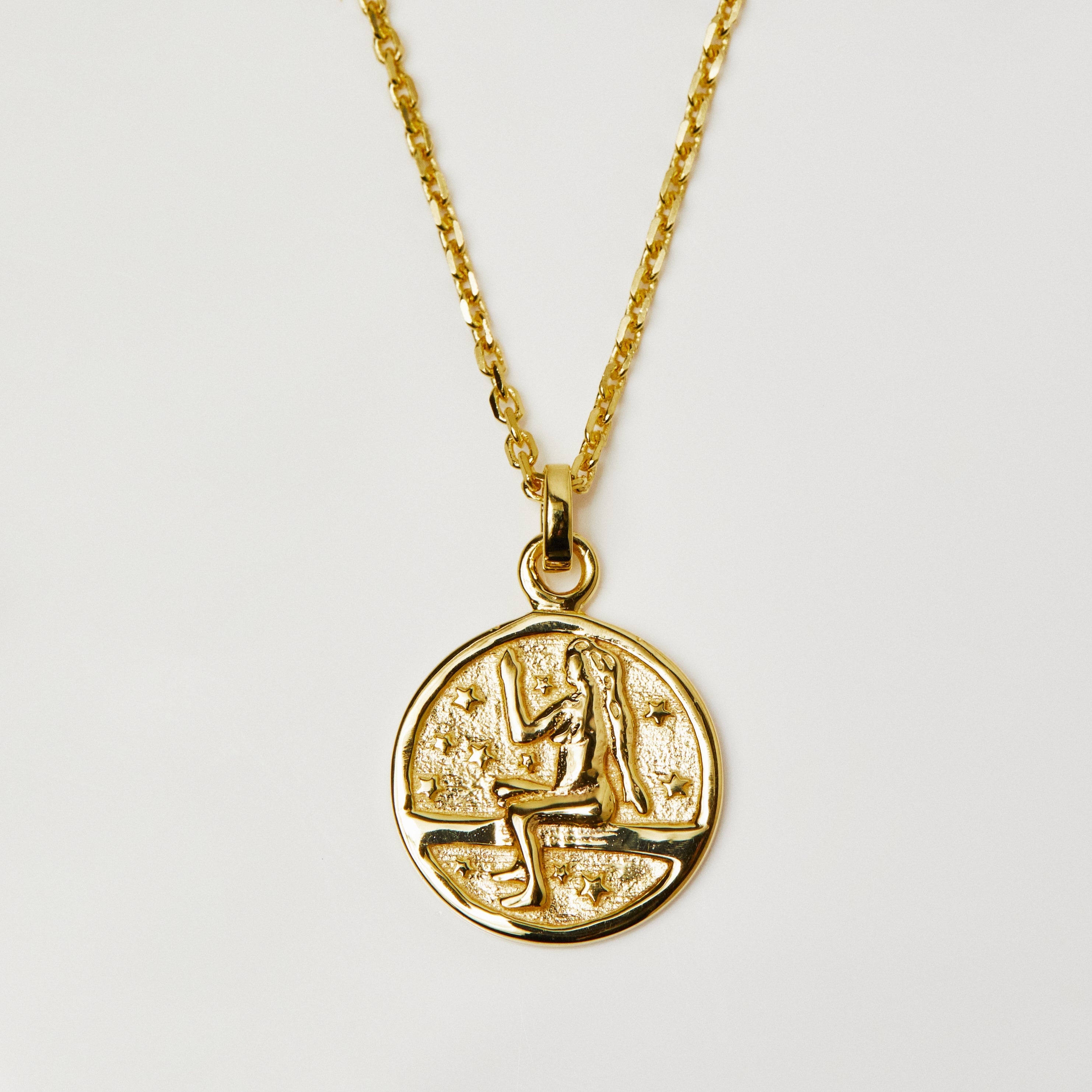 Personalized Zodiac Sign Engravable Coin Necklace - Custom Horoscope Pendant for Women & Men - Perfect for Birthdays, Anniversaries & Spiritual Gifts