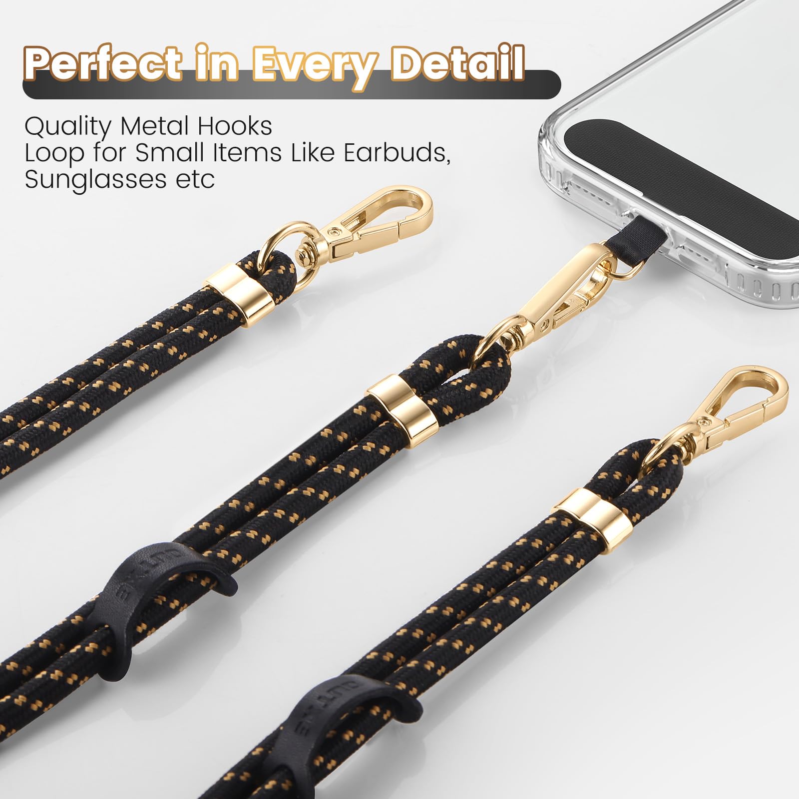 OUTXE 2-Pack Crossbody Phone Lanyard with Wrist Strap & 4 Anti-Theft Tabs - Universal Neck Phone Holder for iPhone, Samsung, Most Smartphones - Perfect for Travel, Work, Gym & Outdoor Activities
