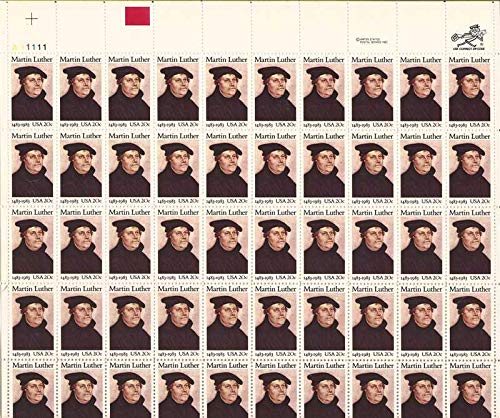 1983 Martin Luther 20 Cent Stamps - Full Sheet of 50 for Collectors & Gifts