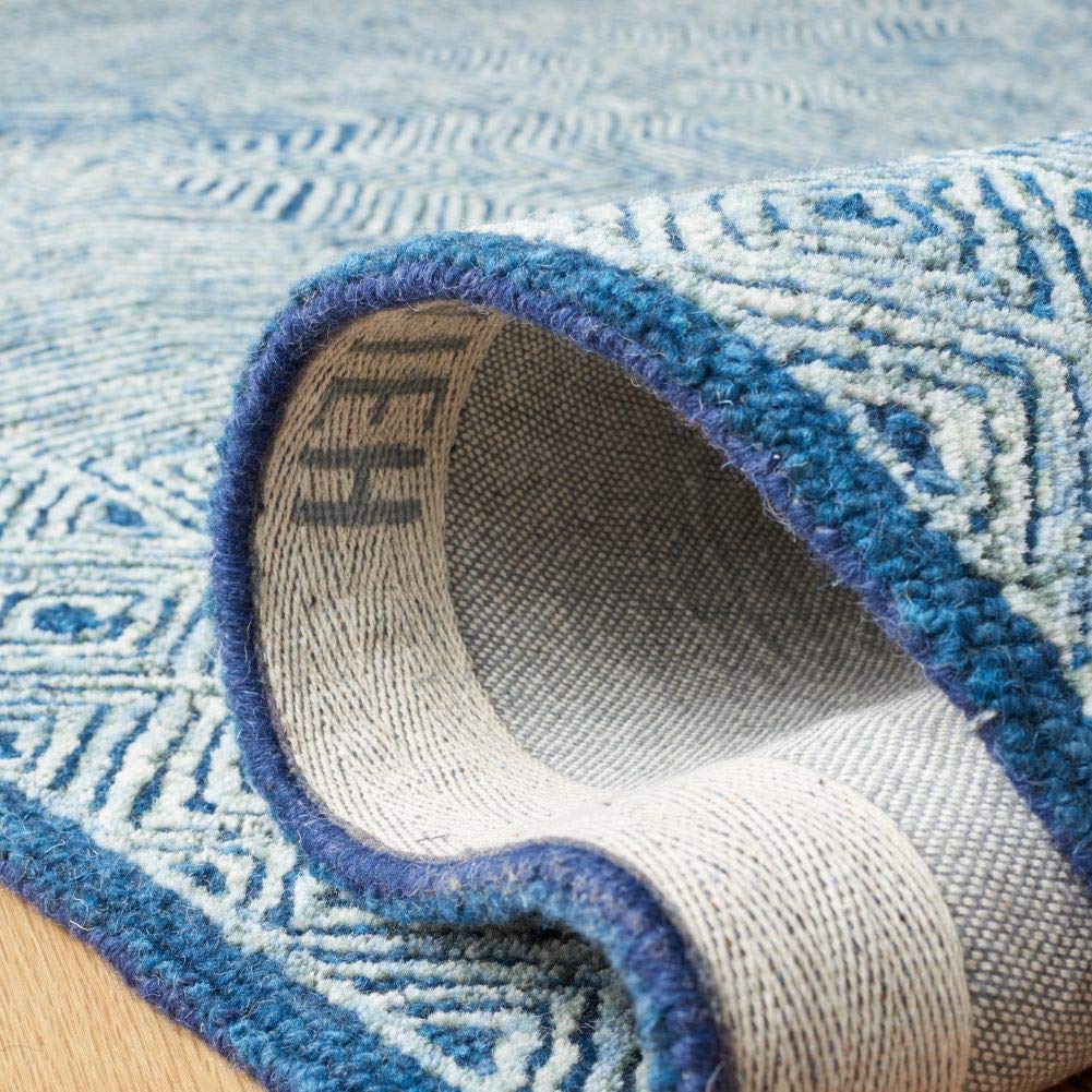 SAFAVIEH Micro-Loop Collection Handmade Wool Area Rug - 5' x 8' Navy Blue (MLP975N) - Durable & Soft for High Traffic Living Room, Bedroom, Office & Entryway