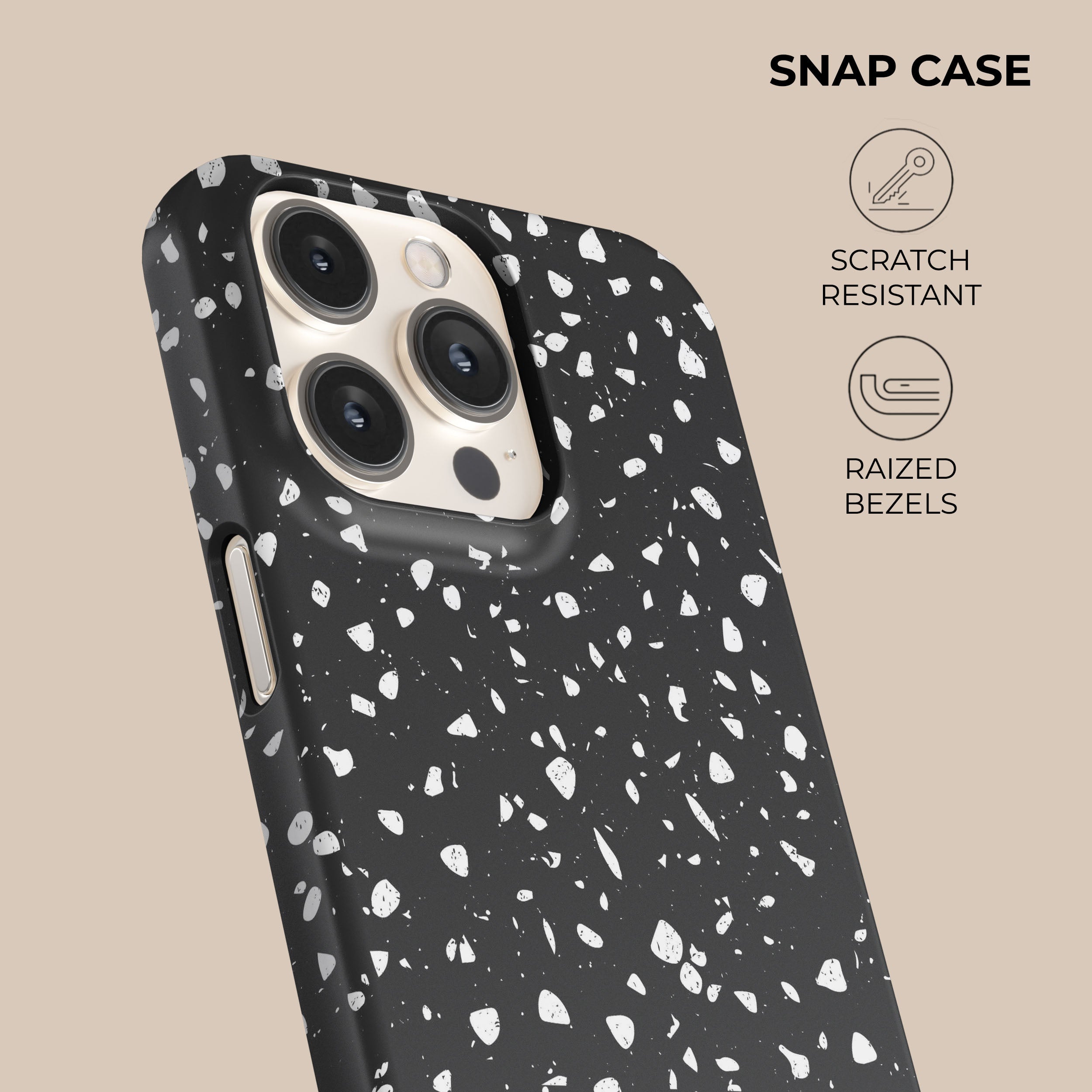 Black Coffee Terrazzo Pattern Shockproof Phone Case - Durable Protective Cover for iPhone & Android - Perfect for Daily Use, Travel & Outdoor Activities