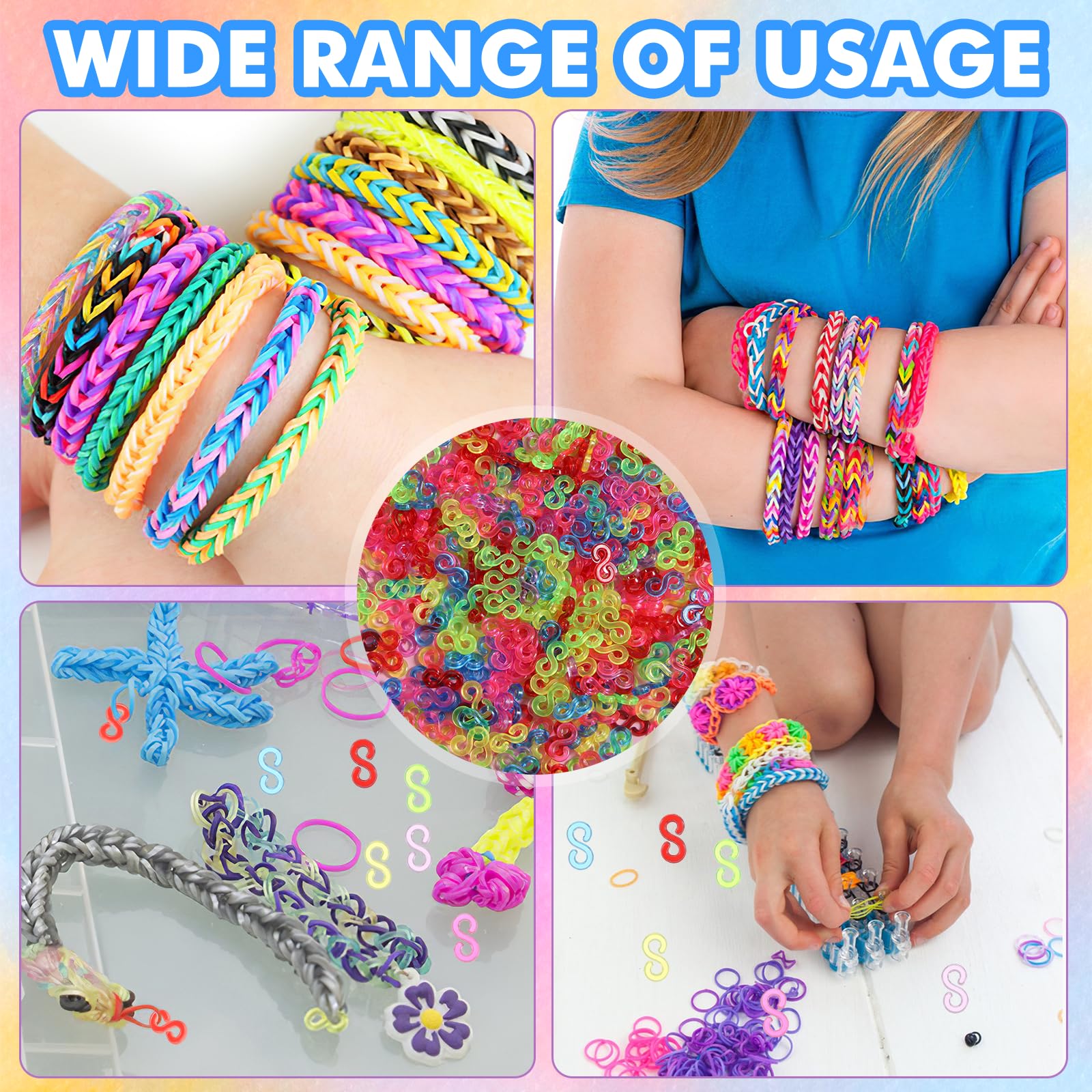 1500 Pcs Rubber Band S Clips - Loom Band Clips for DIY Bracelet Making, Plastic Connector Refills for Rainbow Loom Bracelets - Perfect for Kids Crafts, Jewelry Making & DIY Projects