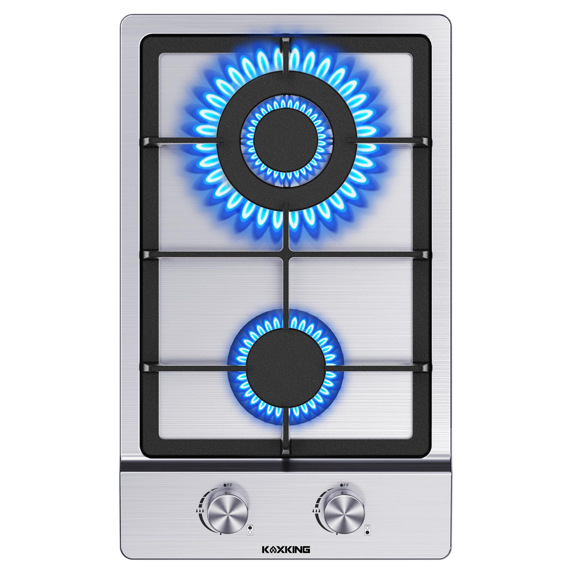 12 Inch Built-in Gas Cooktop - Dual Burner Propane Stove with NG/LPG Conversion & Thermocouple Protection - Stainless Steel Gas Stove Top for Home Kitchen, RV, Camping & Outdoor Cooking