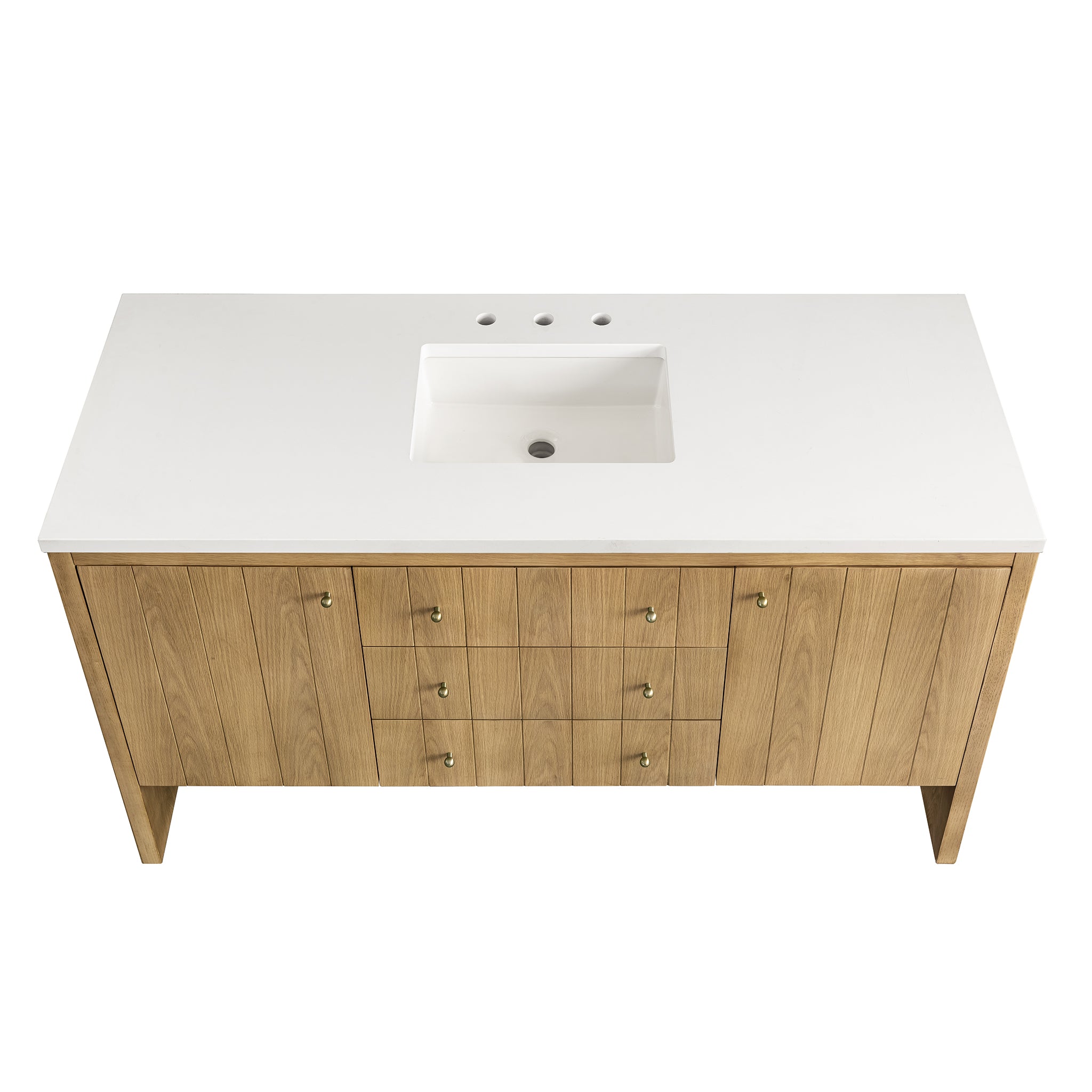 60-Inch Hudson Single Bathroom Vanity in Light Natural Oak – Perfect for Modern and Farmhouse Bathroom Designs