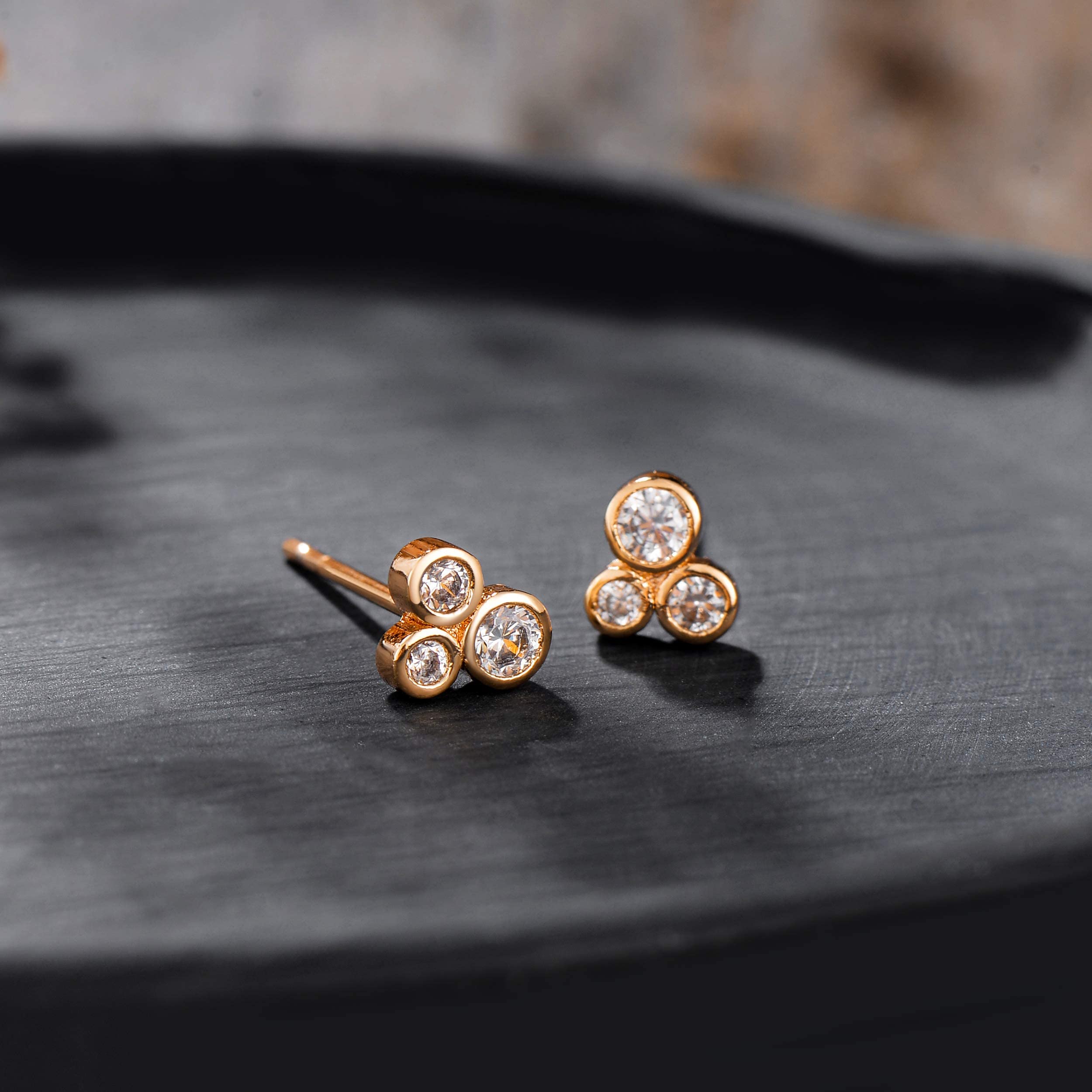 14K Gold Plated CZ Stud Earrings for Women - Elegant & Dainty Jewelry for Everyday Wear