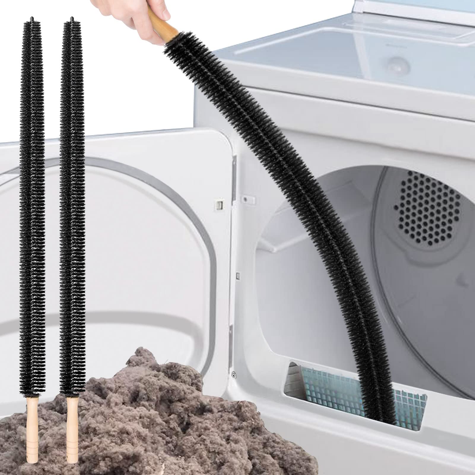 2 Pack Lint Remover Brush & Dryer Vent Cleaner Kit - Flexible Long Handle Lint Brush for Dryer Vents, Refrigerator Coils & Home Appliance Cleaning - Perfect for Laundry Room, HVAC Maintenance & Appliance Care
