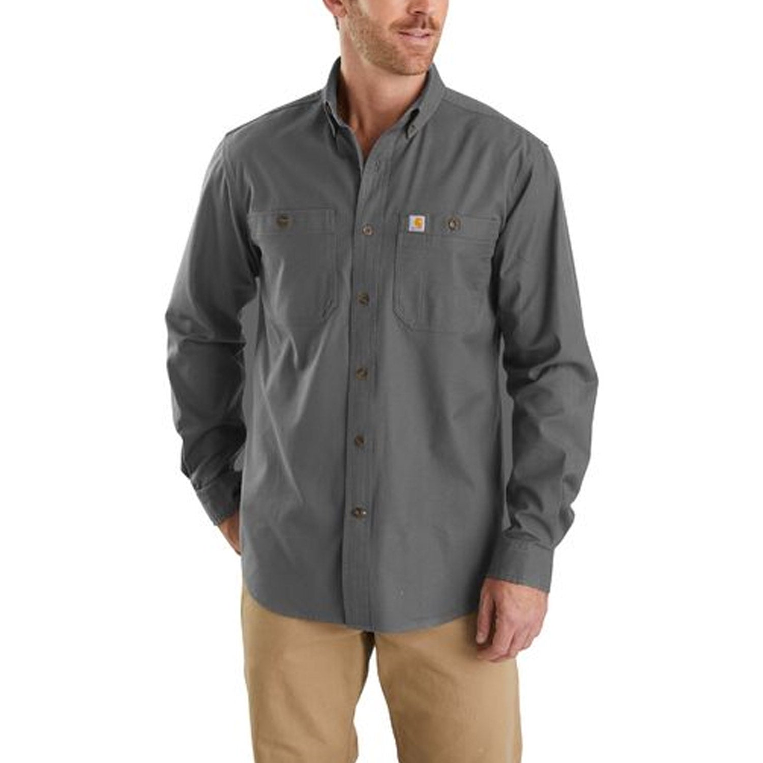 Carhartt Men's Rugged Flex® Rigby Long Sleeve Button-Down Work Shirt - Durable & Comfortable for Construction, Outdoor Work & Casual Wear