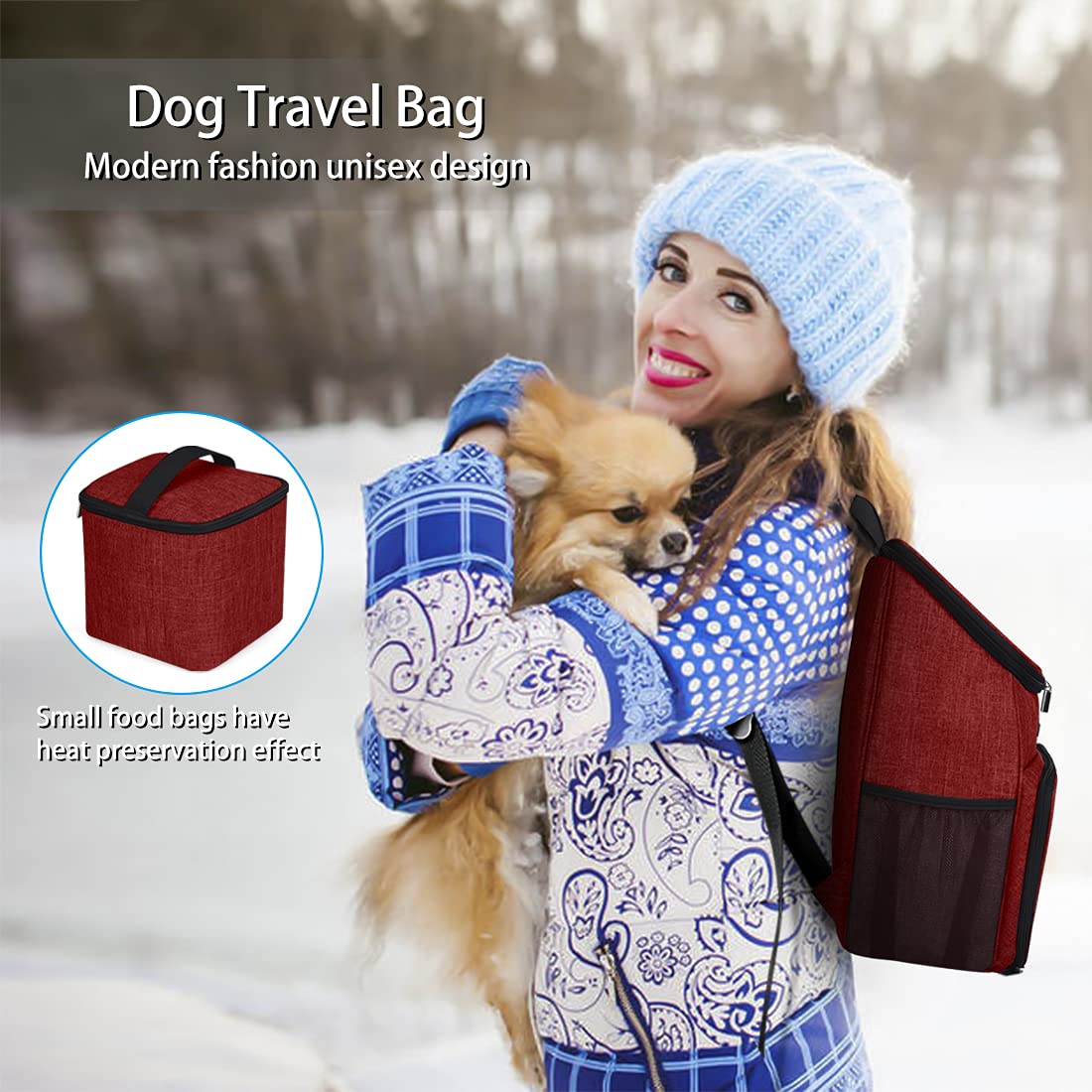BAGLHER Airline Approved Dog Travel Backpack - Pet Carrier with 2 Collapsible Bowls & Food Containers for Small to Medium Dogs - Perfect for Air Travel, Hiking, and Outdoor Adventures