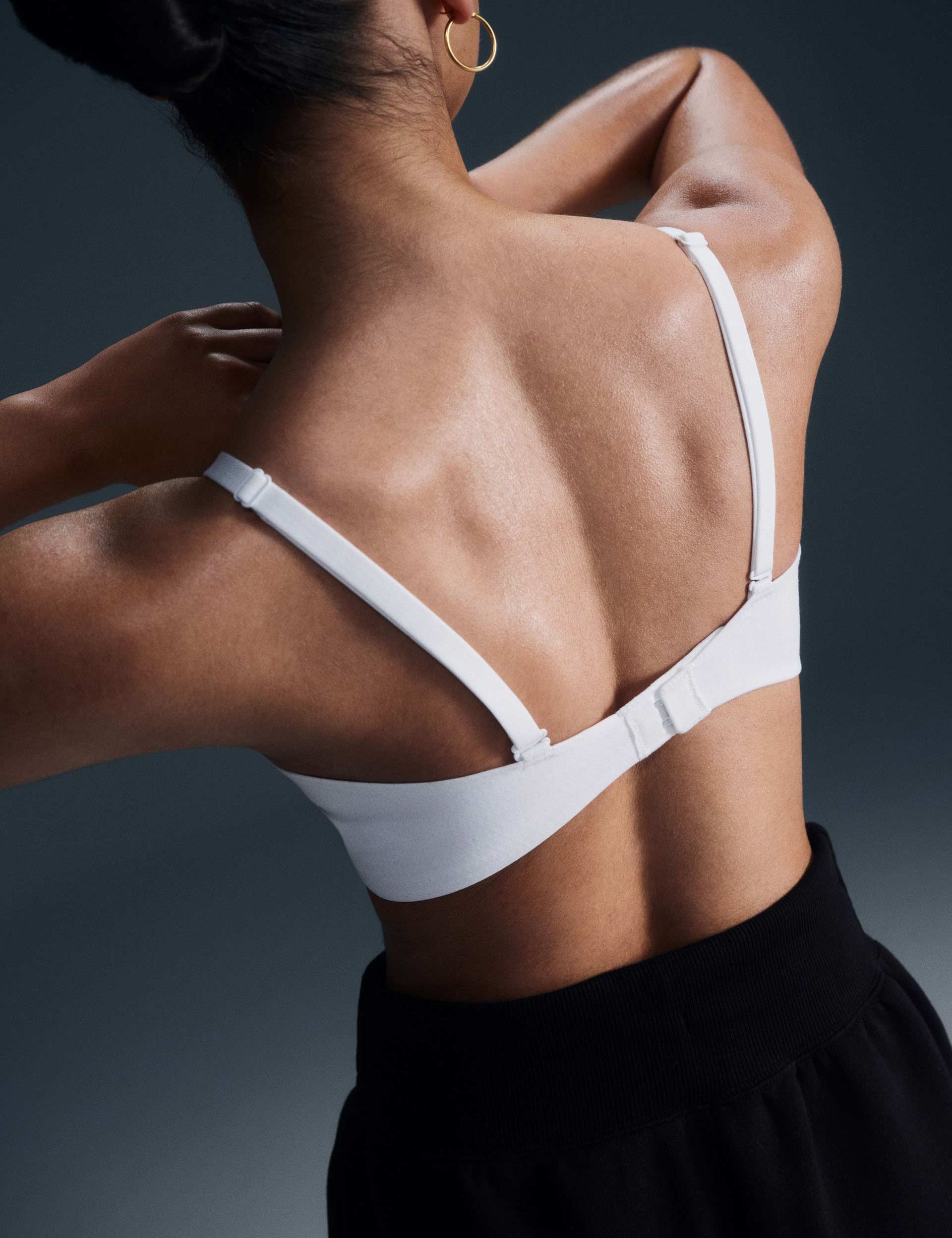 Alate Minimalist Convertible Bra - Wireless Comfort Bralette for Women, White & Cool Grey - Perfect for Yoga, Lounge & Everyday Wear