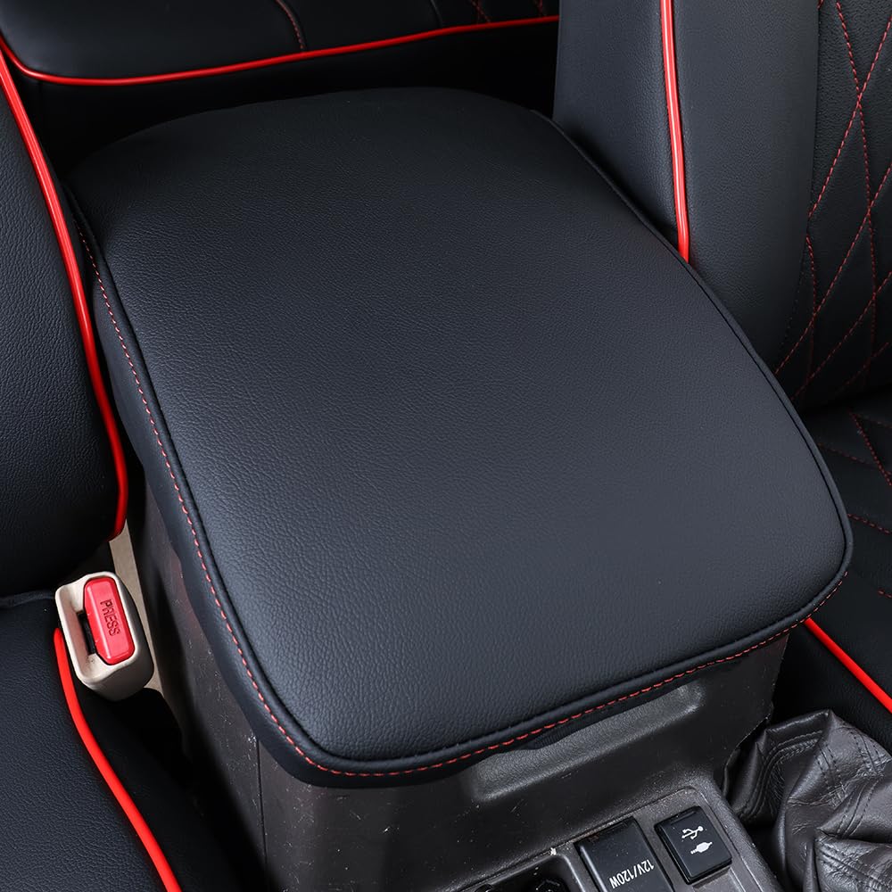 Premium Custom Fit Toyota 4Runner 2010-2024 Car Seat Covers Full Set - 7 Seat Waterproof Leather Protector with Black & Red Piping - Perfect for Off-Roading, Camping & Daily Commute