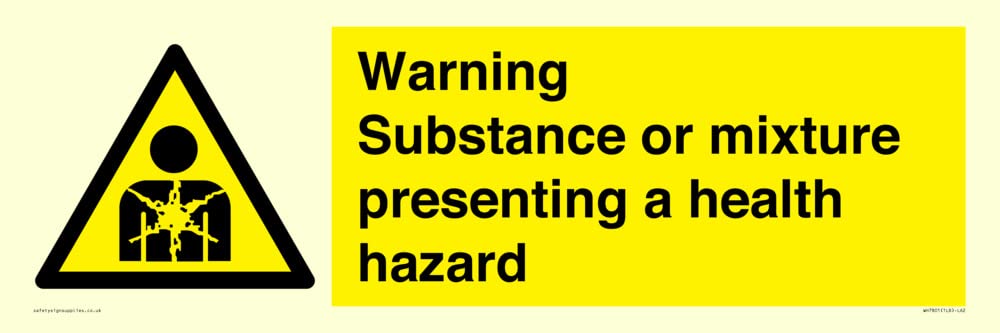 Health Hazard Warning Sign for Substances or Mixtures - 600 x 200 mm - L62 - Ideal for Chemical Labs, Industrial Workplaces & Hazardous Material Storage Areas