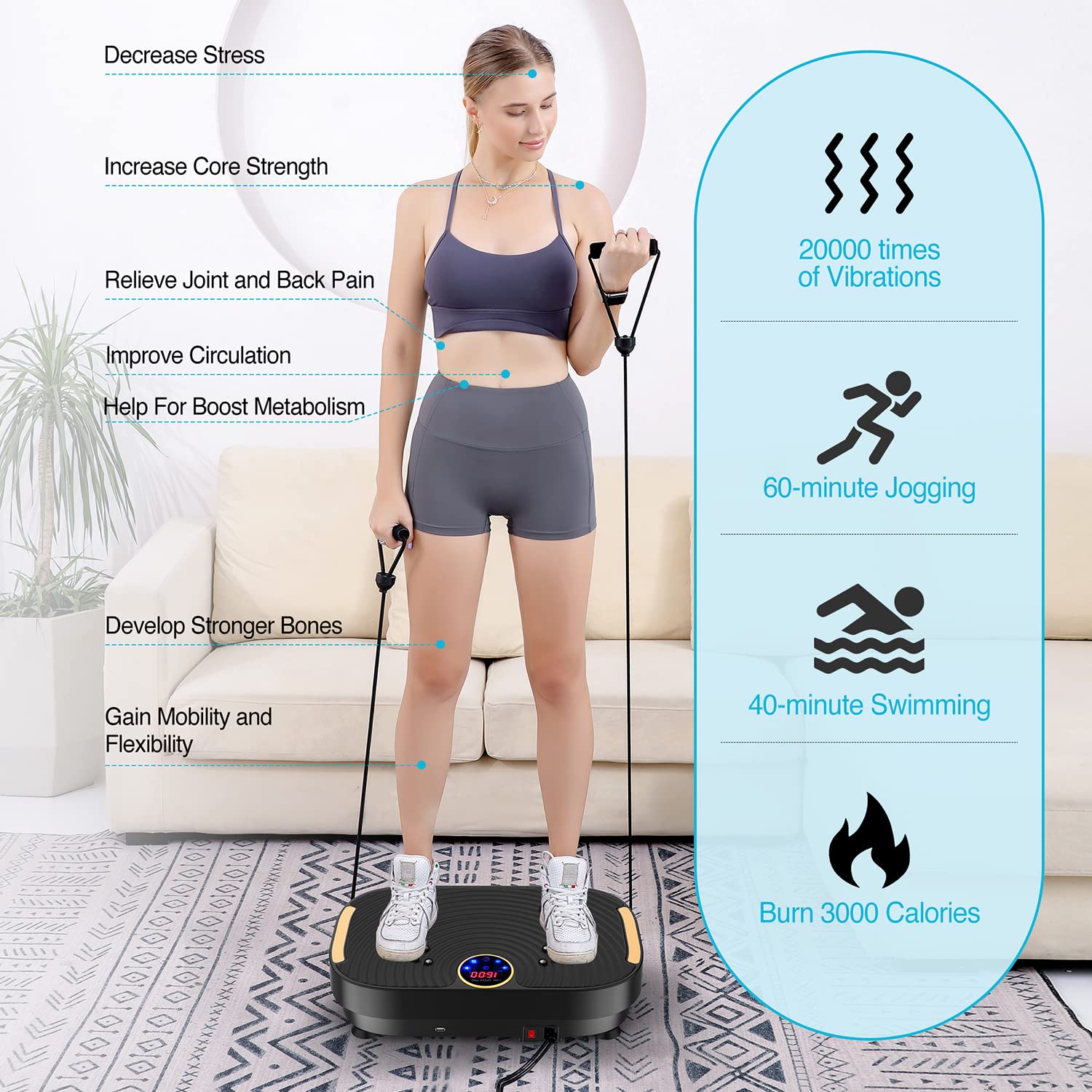 **AXV Vibration Plate Exercise Machine – Whole Body Workout Platform for Weight Loss, Toning & Lymphatic Drainage | Home Gym Fitness Equipment for Wellness & Shaping | Perfect for Home, Office & Rehab Use**