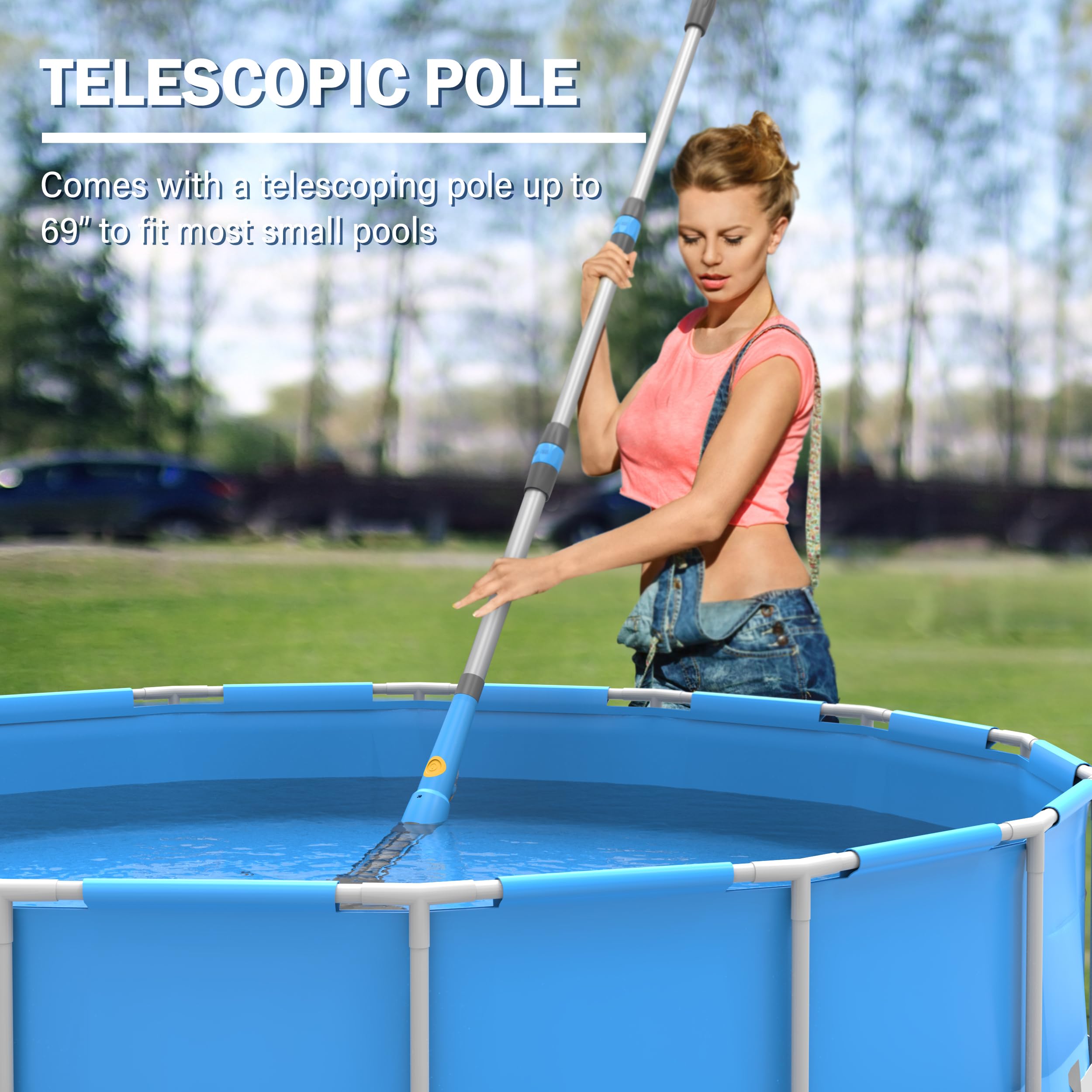 Cordless Pool Vacuum Cleaner - Rechargeable & Portable Swimming Pool Cleaner with 45 Min Runtime - Perfect for Small Above Ground Pools, Hot Tubs, Spas - Easy Pool Maintenance for Backyard, Vacation Homes & RV Trips