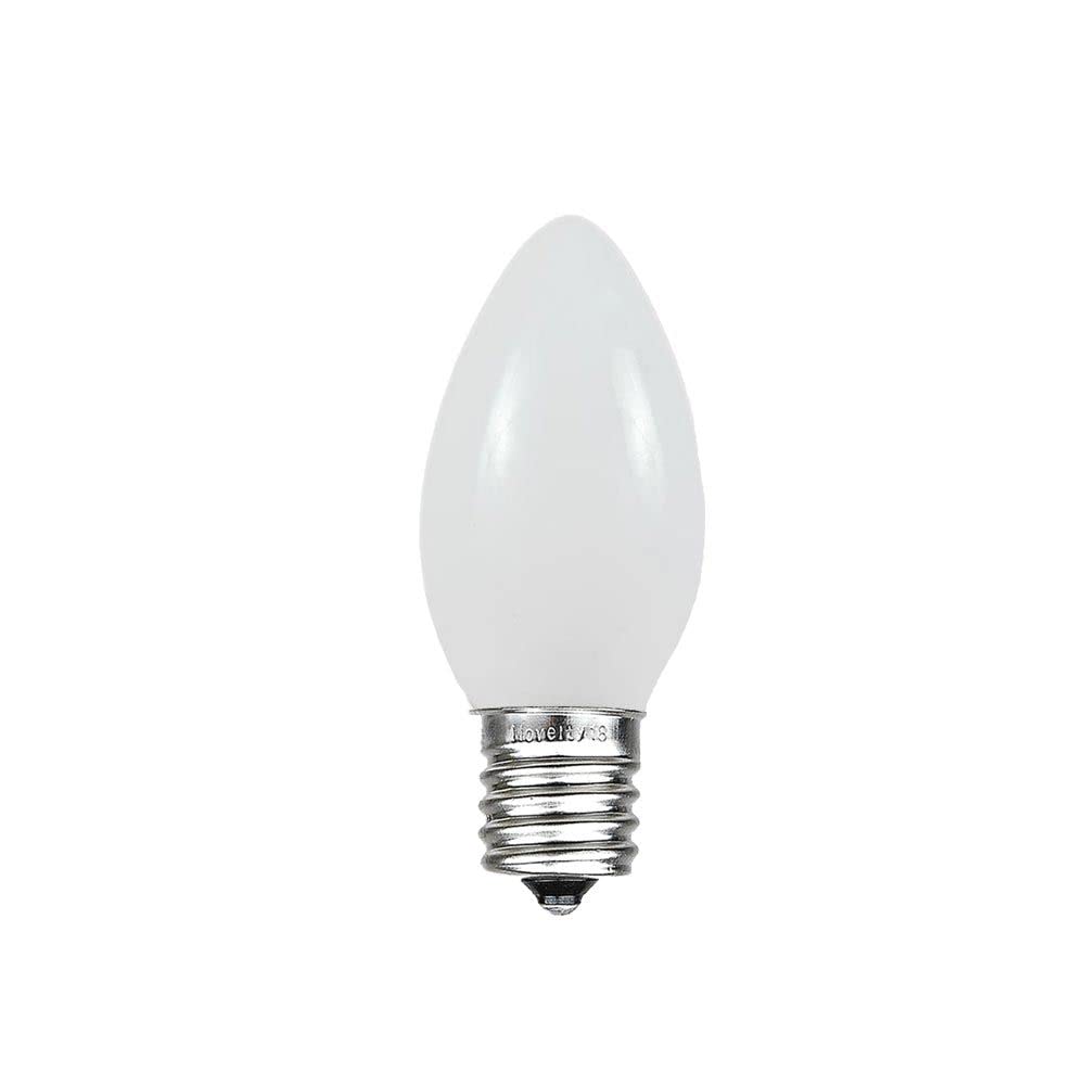 500 Pack C7 White Ceramic Christmas Replacement Bulbs - 5 Watt E12 Candelabra Base for Outdoor Holiday Decorations - Perfect for Christmas Trees, Wreaths, and Indoor/Outdoor Lighting Displays