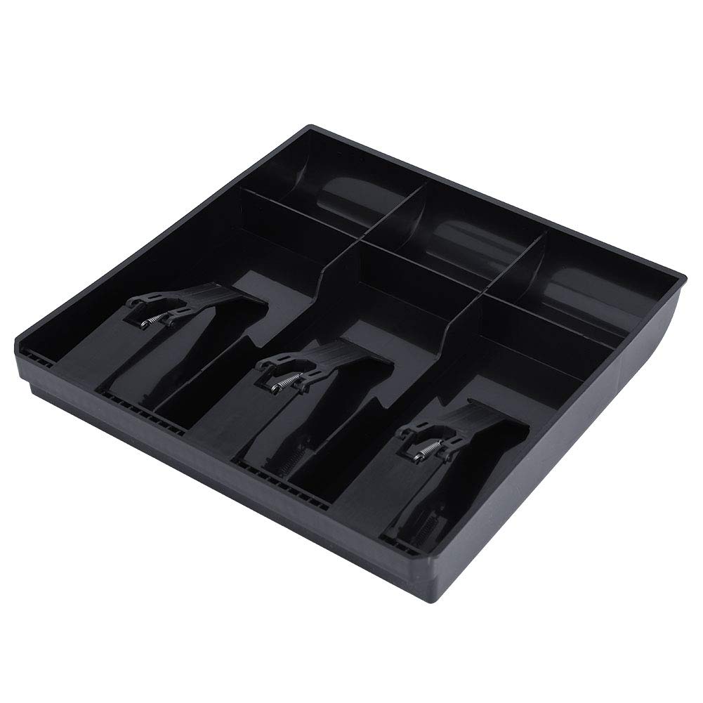 Black Cash Box Drawer Insert Tray - 3 Bill Compartment Money Storage Organizer for Petty Cash | Replacement Register Tray for Business, Retail Stores & Home Office Use