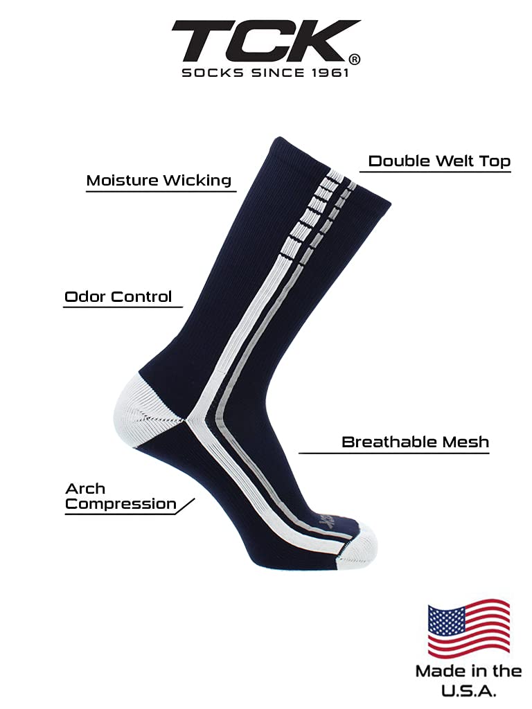 TCK Basketball & Football Socks for Men & Youth Boys - Breathable Crew Socks for Sports, Lacrosse, Running & Gym Workouts