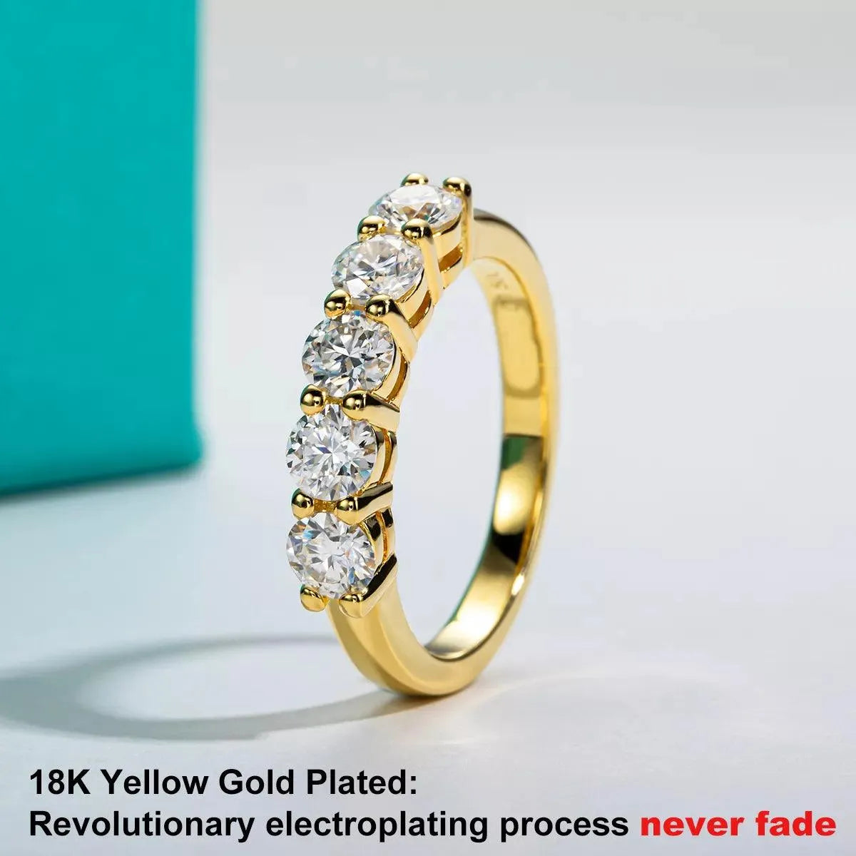 AnuJewel 4mm D Color Moissanite Wedding Band Ring - 925 Sterling Silver 18K Gold Plated Eternity Ring for Women | Engagement, Promise, Anniversary Jewelry Gift | Perfect for Bridal, Proposal & Special Occasions