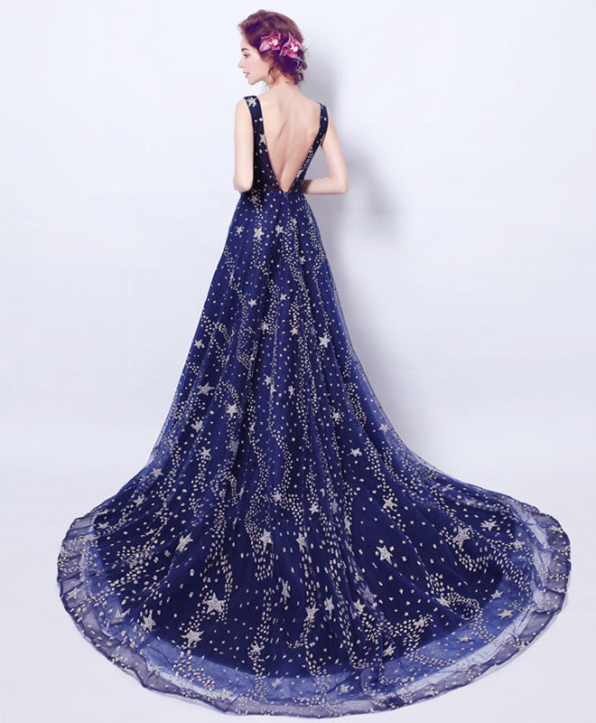 Elegant Navy Blue Long Prom Dress for Women - Formal Evening Gown for Homecoming, Ball, and Special Occasions
