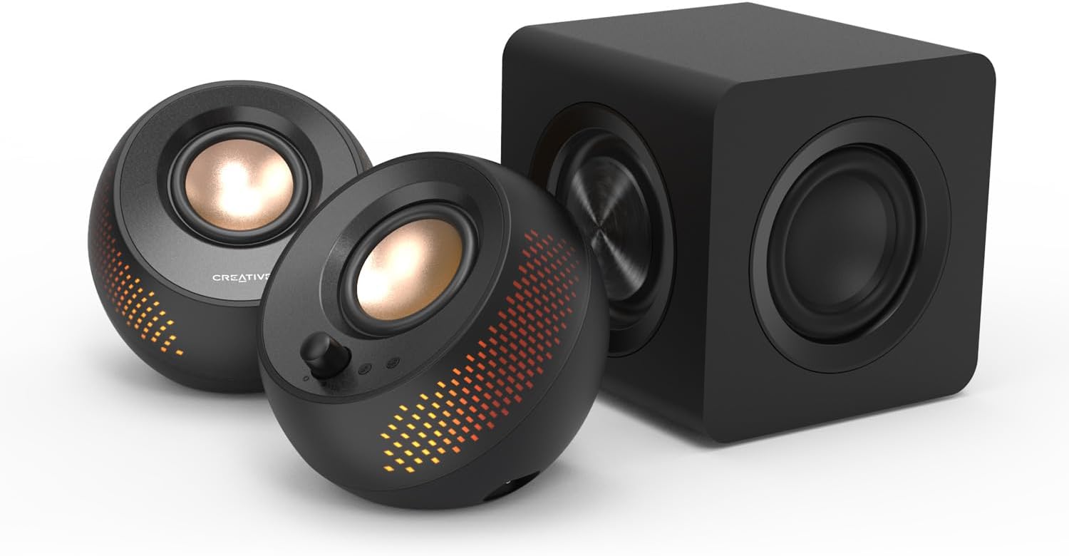 Creative Pebble X Plus 2.1 USB-C Powered Computer Speakers with Custom EQ - Perfect for Gaming, Music & Home Office Setup