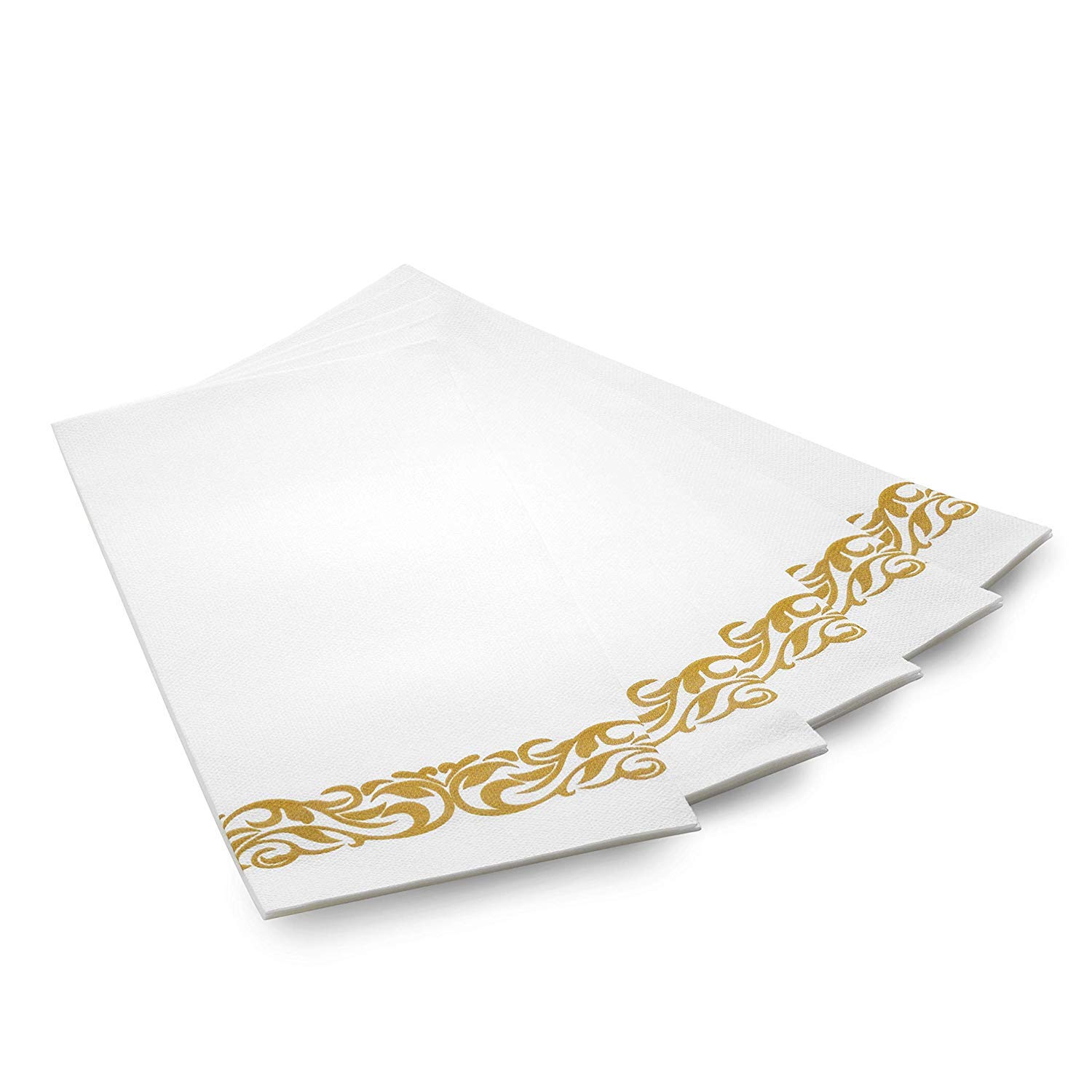 Premium 700-Piece Dinnerware Set for Parties & Events - 200 Gold Rim Plates, 300 Stainless Steel Silverware, 100 Clear Plastic Cups, 100 Linen Napkins - Elegant Table Setting for Weddings, Banquets & Catering Services