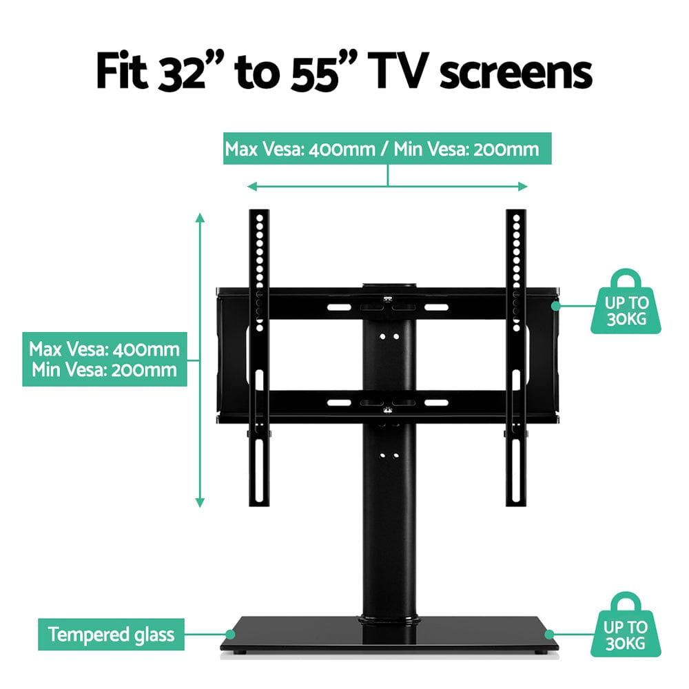 Adjustable Table Top TV Swivel Mount Stand - Universal Flat Screen Monitor Bracket for 13-42 Inch TVs - Perfect for Living Room, Bedroom, or Office Setup