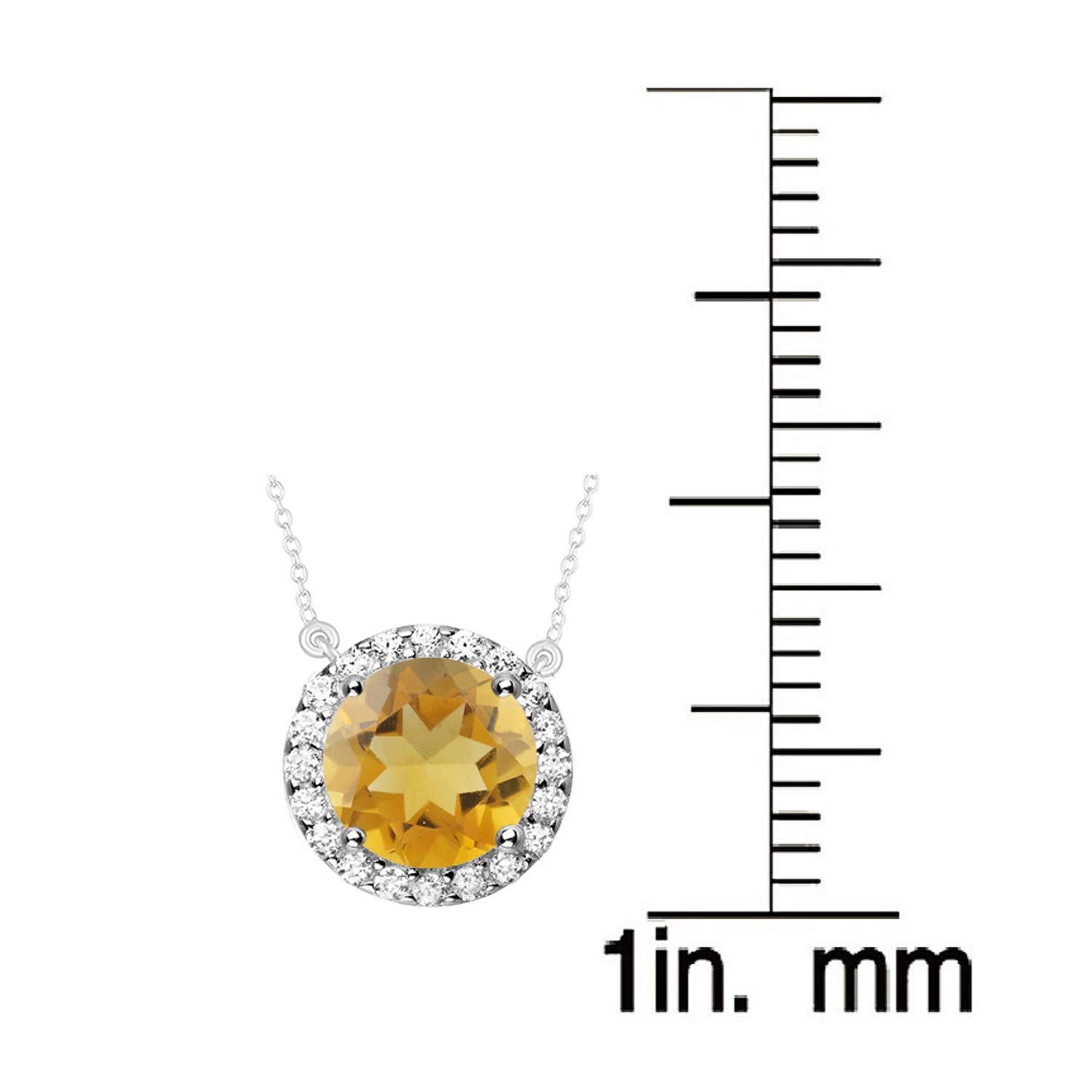 Natural Citrine & White Topaz Sterling Silver Halo Pendant & Earrings Set with 18
