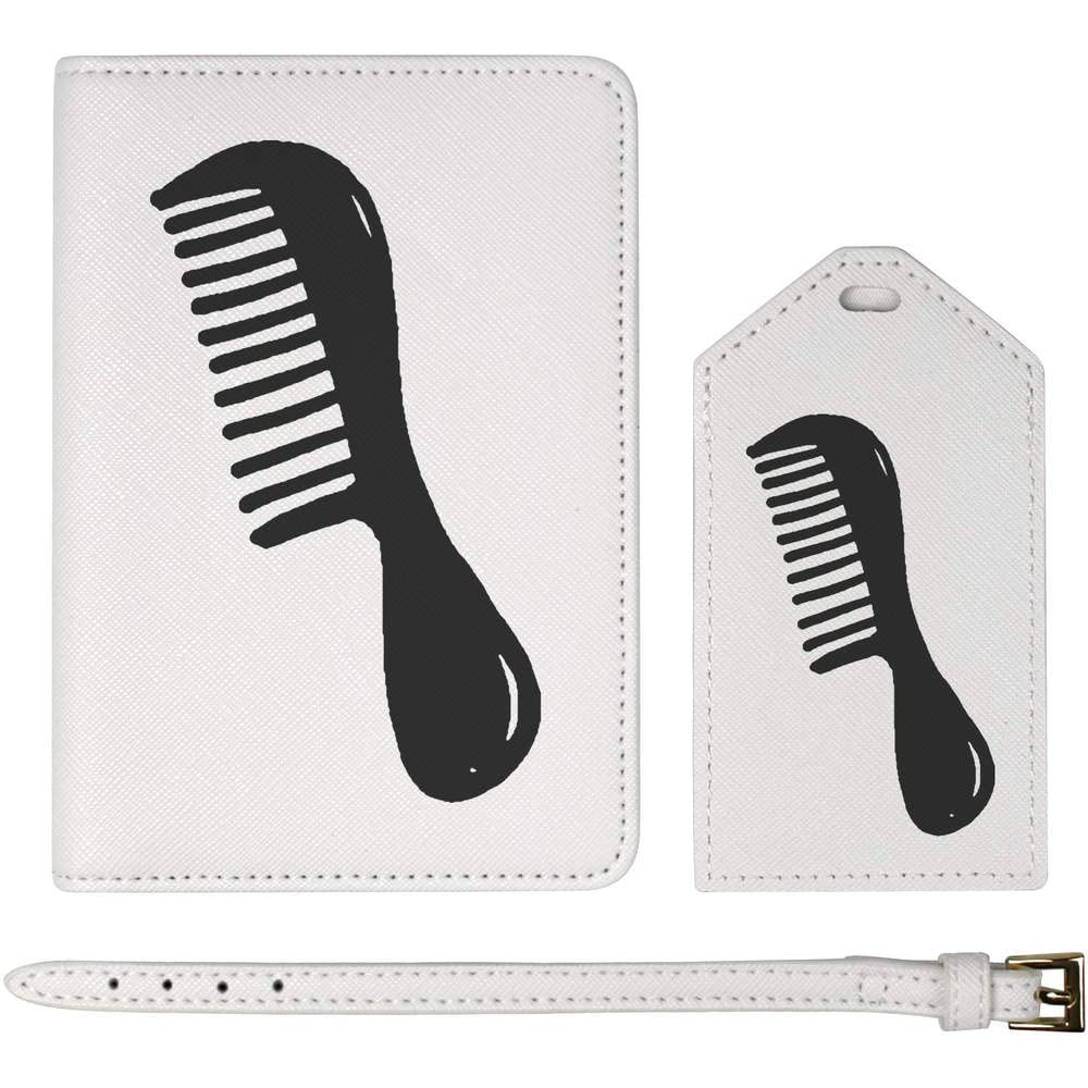 Azeeda Premium Passport Cover & Luggage Tag Travel Set - RFID Blocking Leather Comb Design (PA00017330) - Perfect for International Travel, Business Trips & Vacation Accessories