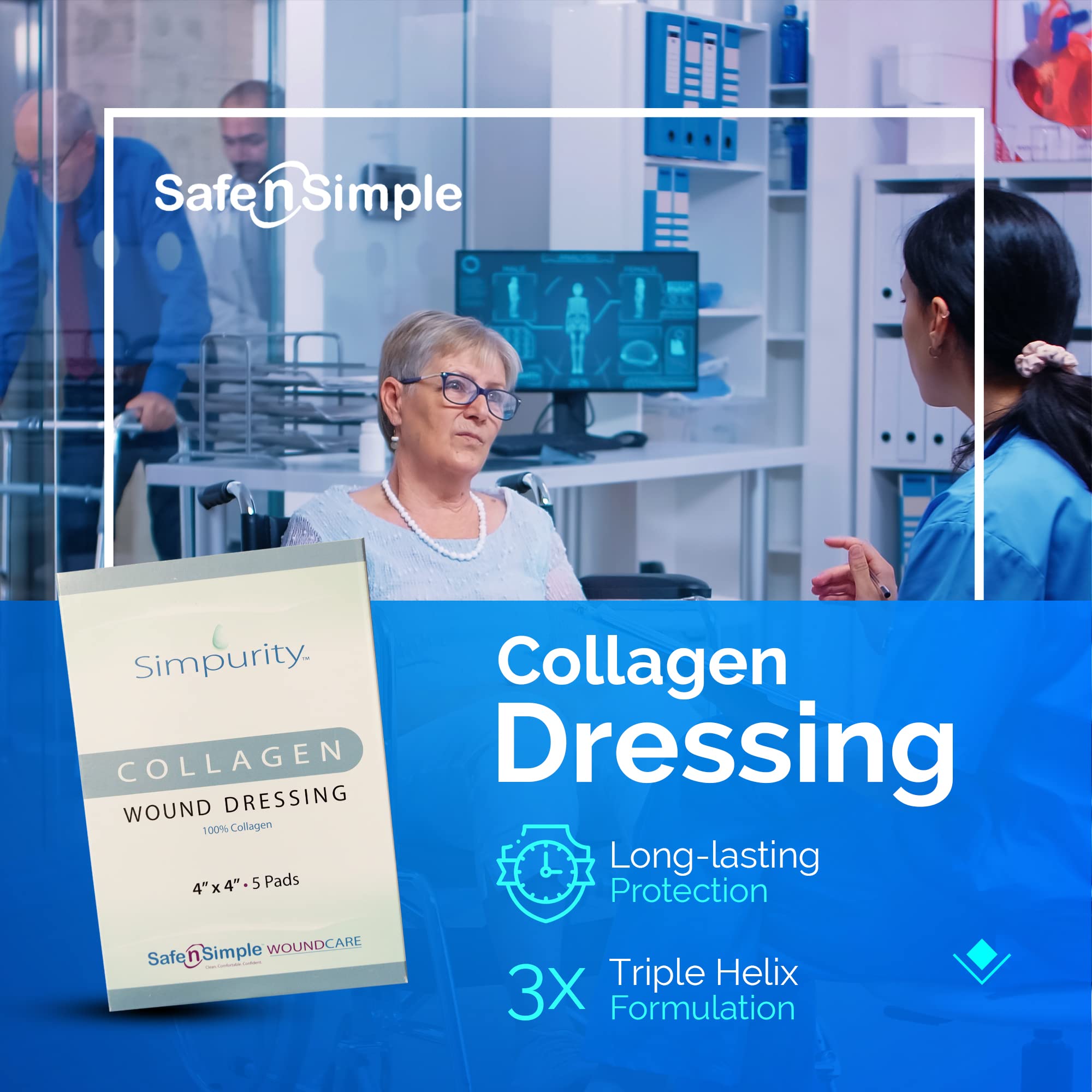 Simpurity Collagen Dressing Powder for Wounds - 1 Gram (10 Pack) | Medical-Grade Collagen Wound Care | Fast Healing for Cuts, Burns & Surgical Wounds | First Aid & Post-Surgery Recovery Essential