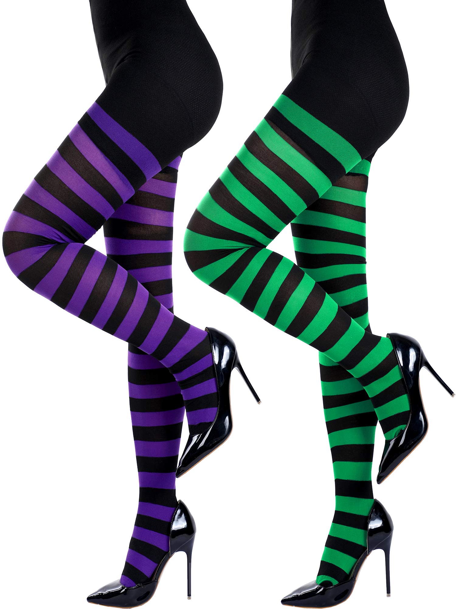 Blulu 3-Pack Women's Halloween Striped Tights - Witch Costume Leggings & High Socks for Cosplay, Parties, and Festive Celebrations | Perfect for Halloween Outfits, Themed Events, and Costume Accessories