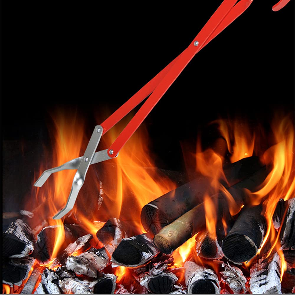 Fireplace Tongs Set of 2 - Heavy Duty Fire Pit Tools for Camping, BBQ, Grill & Outdoor Fireplace - Perfect for Marshmallow Roasting, Log Adjusting & Ash Cleaning