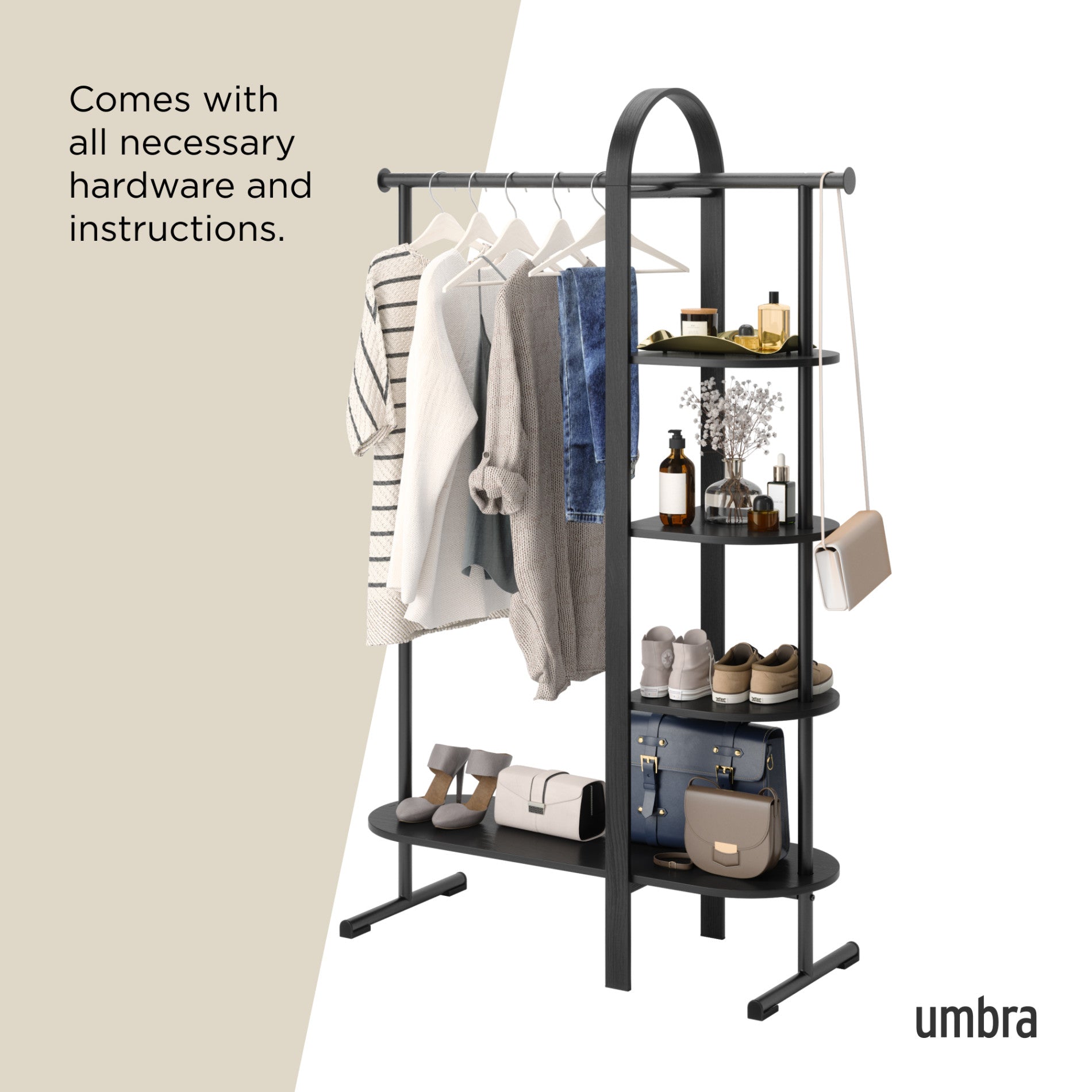 Bellwood Garment Rack - Heavy Duty Clothes Hanging Organizer with Wheels for Bedroom, Closet & Laundry Room | Portable Clothing Rack for Drying, Storage & Display